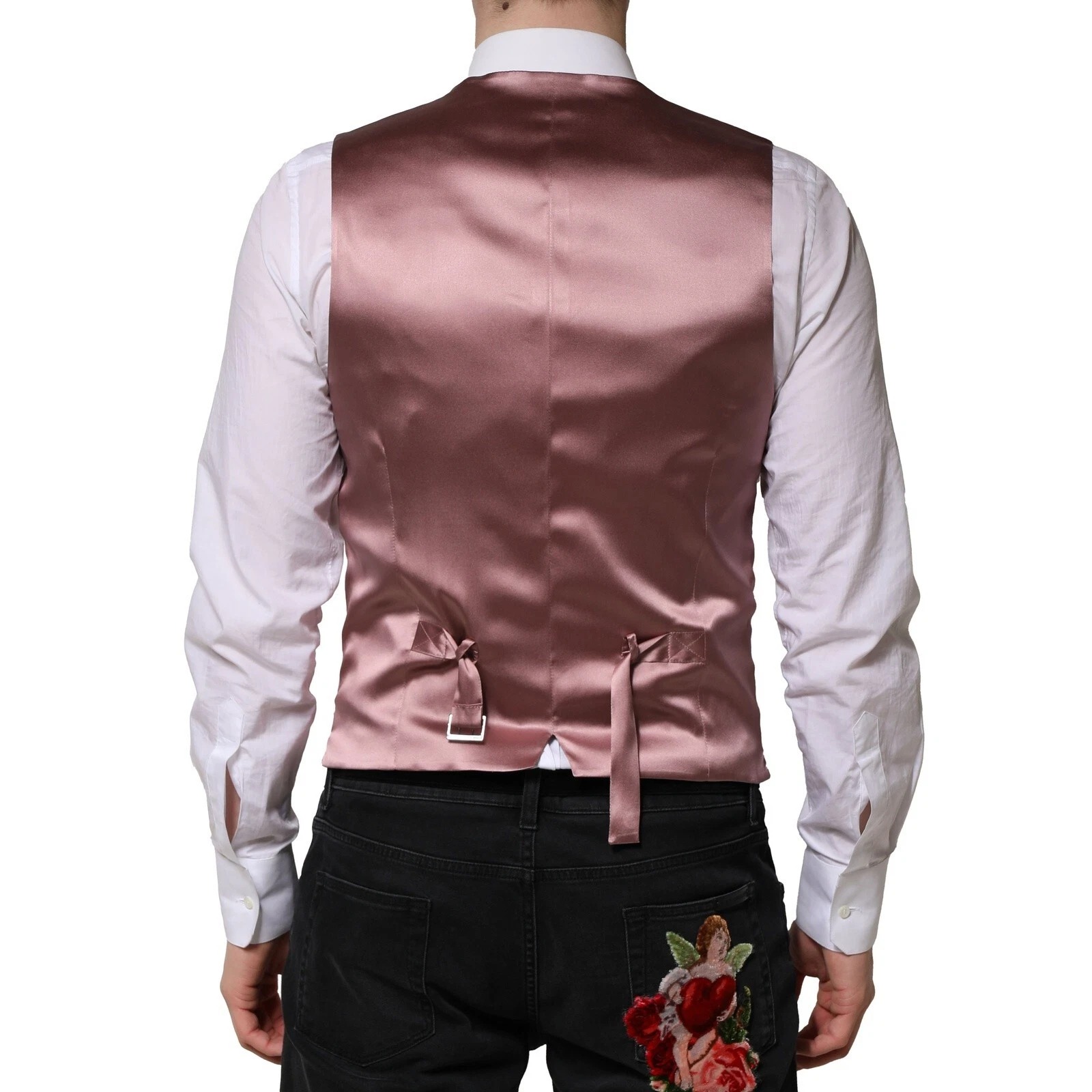 Dolce & Gabbana Pink Wool Dress Formal Men Waistcoat Vest - Image 3