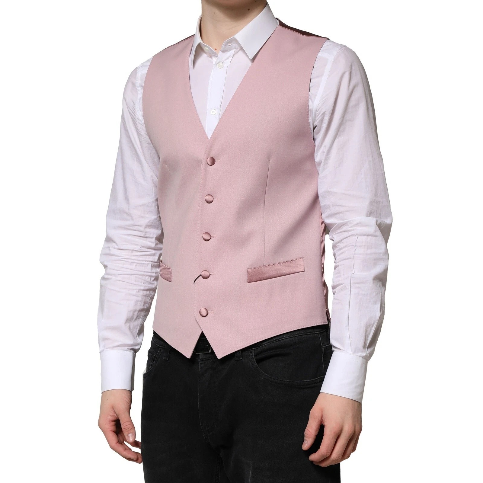 Dolce & Gabbana Pink Wool Dress Formal Men Waistcoat Vest - Image 2
