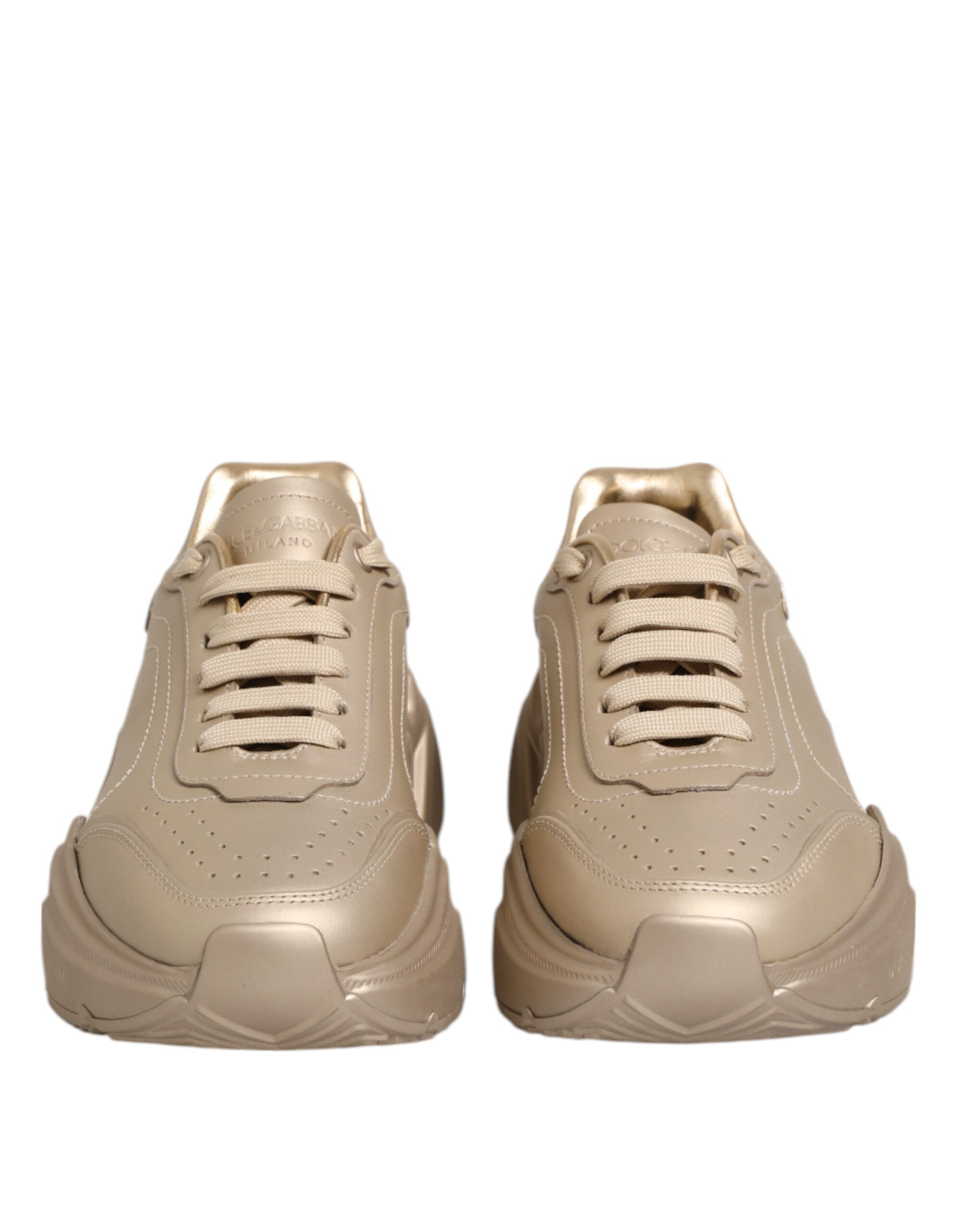 Dolce & Gabbana Gold Leather Daymaster Women Sneaker Shoes - Image 3