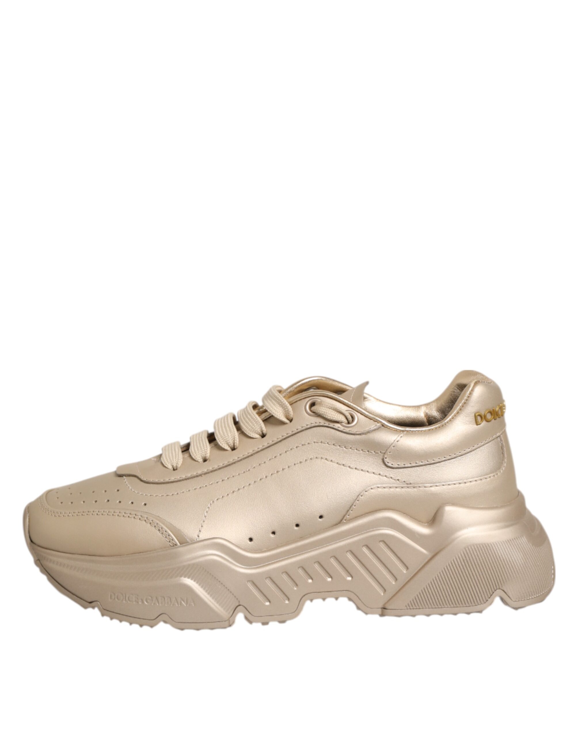 Dolce & Gabbana Gold Leather Daymaster Women Sneaker Shoes - Image 7