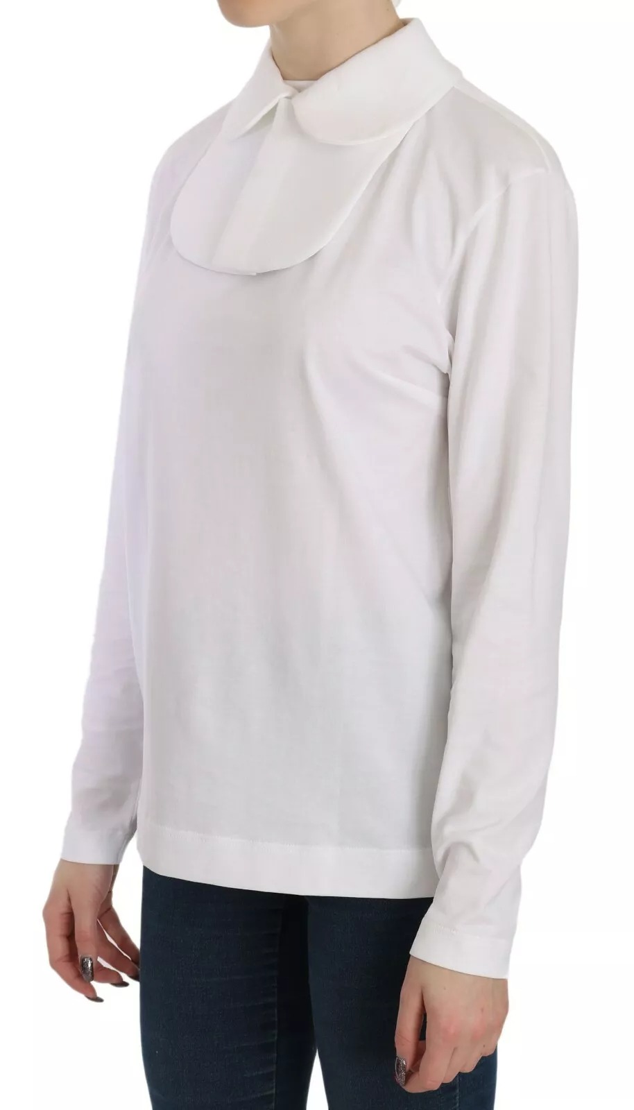 Dolce & Gabbana White Cotton Longsleeve Collared Blouse - Image 2