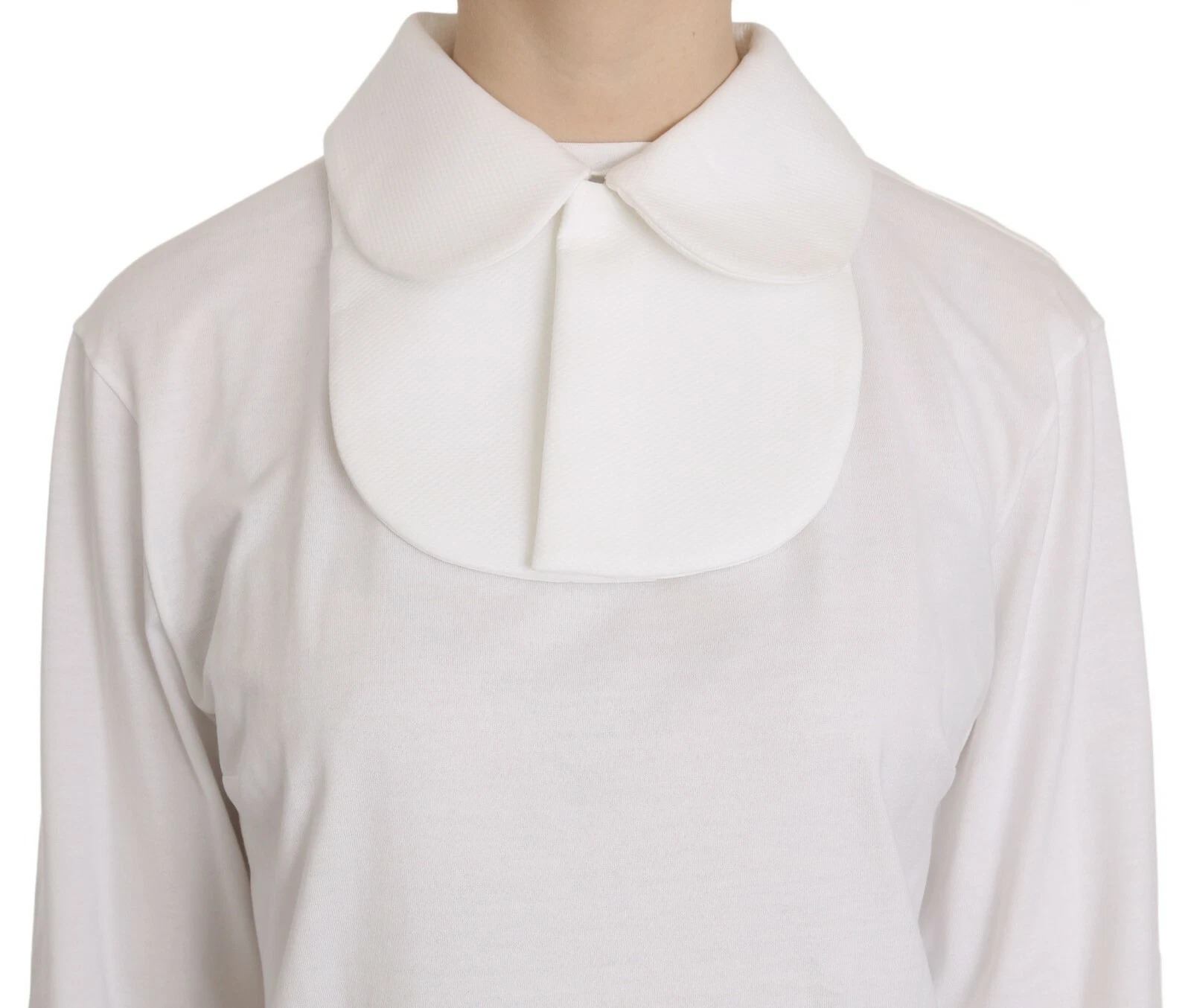 Dolce & Gabbana White Cotton Longsleeve Collared Blouse - Image 4
