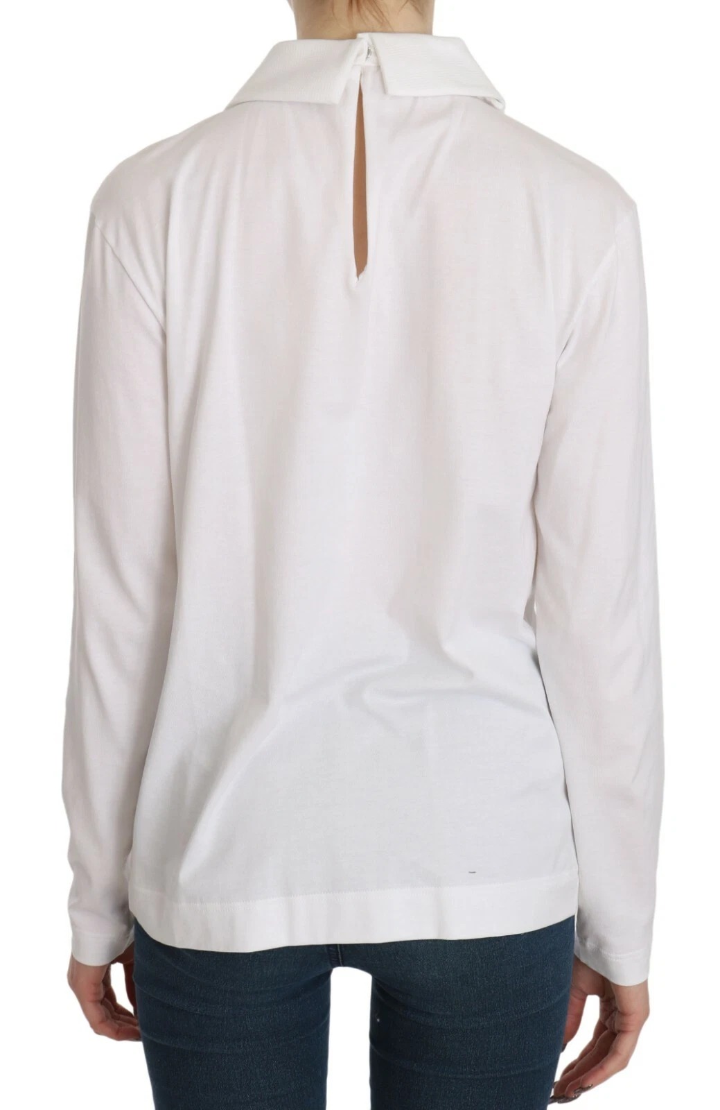 Dolce & Gabbana White Cotton Longsleeve Collared Blouse - Image 5