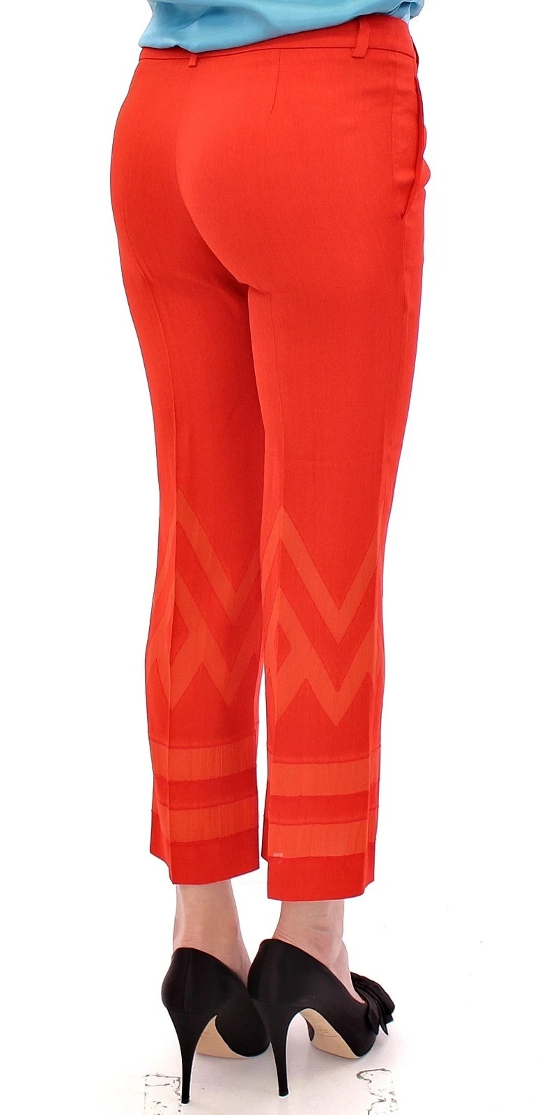 Versace Collection Red Pants Cropped 3/4 Short Nude Capri Pants - Image 2