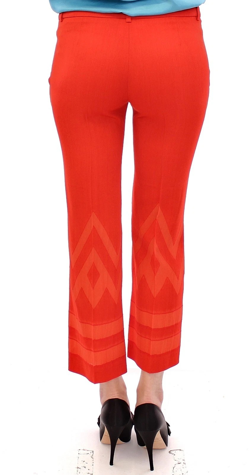 Versace Collection Red Pants Cropped 3/4 Short Nude Capri Pants - Image 3