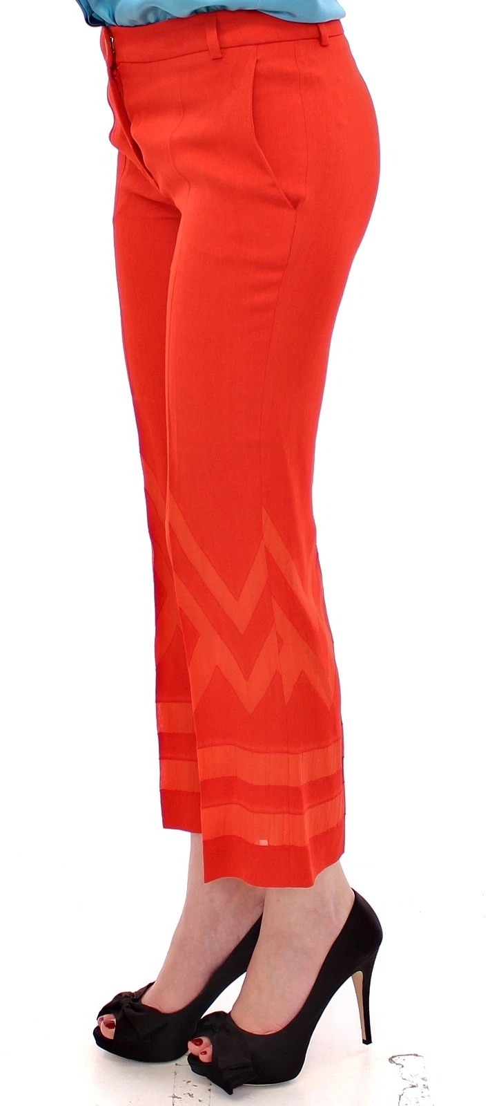Versace Collection Red Pants Cropped 3/4 Short Nude Capri Pants - Image 4