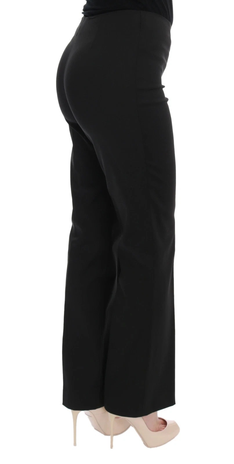 BENCIVENGA Black Stretch Straight Fit Dress Trousers Pants - Image 2