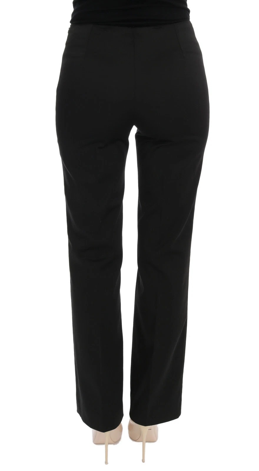 BENCIVENGA Black Stretch Straight Fit Dress Trousers Pants - Image 3