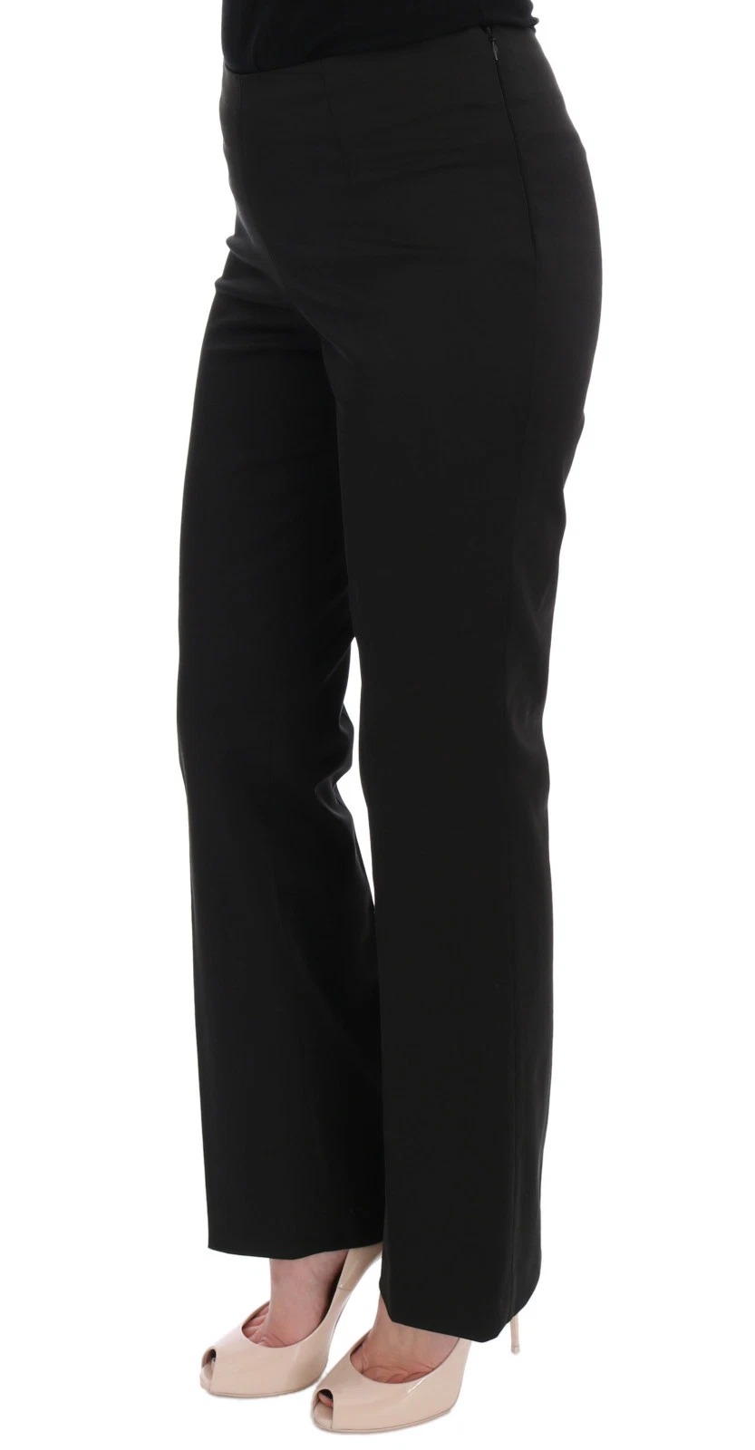 BENCIVENGA Black Stretch Straight Fit Dress Trousers Pants - Image 4