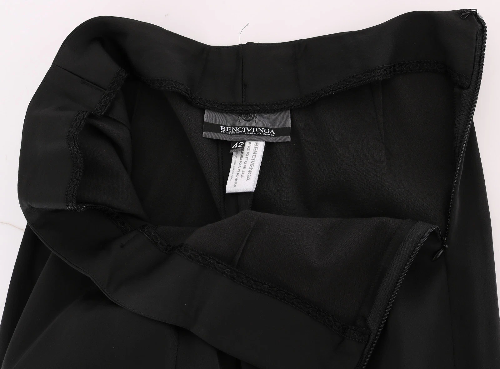 BENCIVENGA Black Stretch Straight Fit Dress Trousers Pants - Image 5