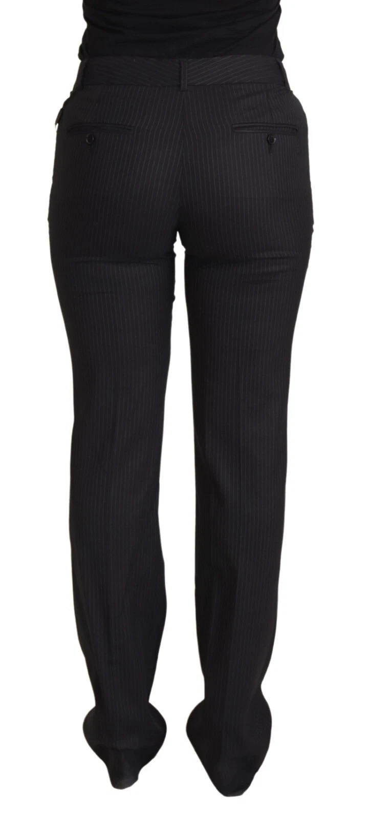 Dolce & Gabbana Black Stripes Mid Waist Trouser Pants - Image 3
