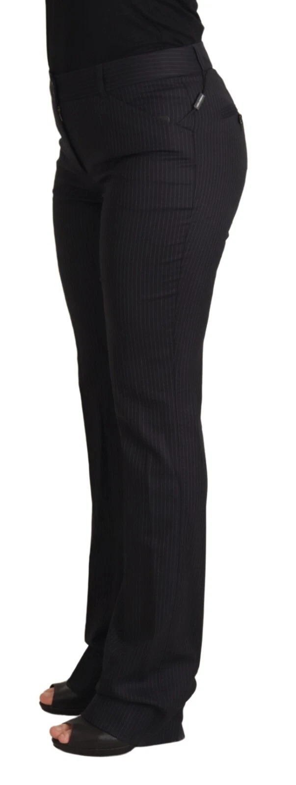 Dolce & Gabbana Black Stripes Mid Waist Trouser Pants - Image 4