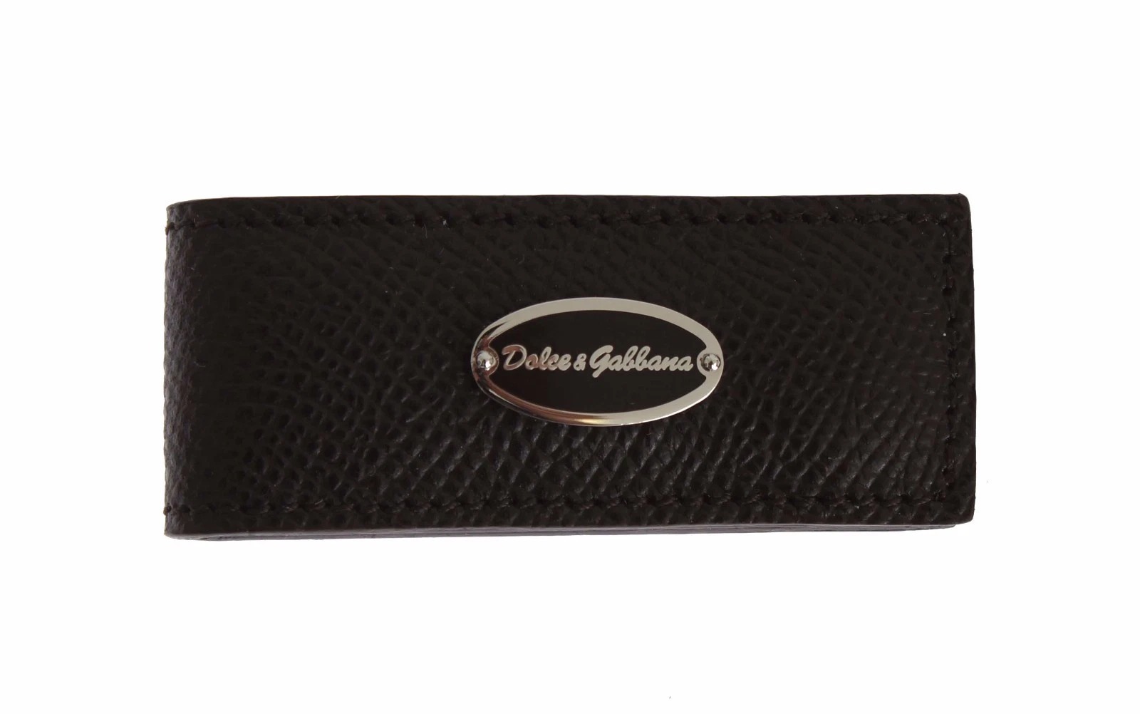 Dolce & Gabbana Brown Leather Magnet Mens Money Cash Clip