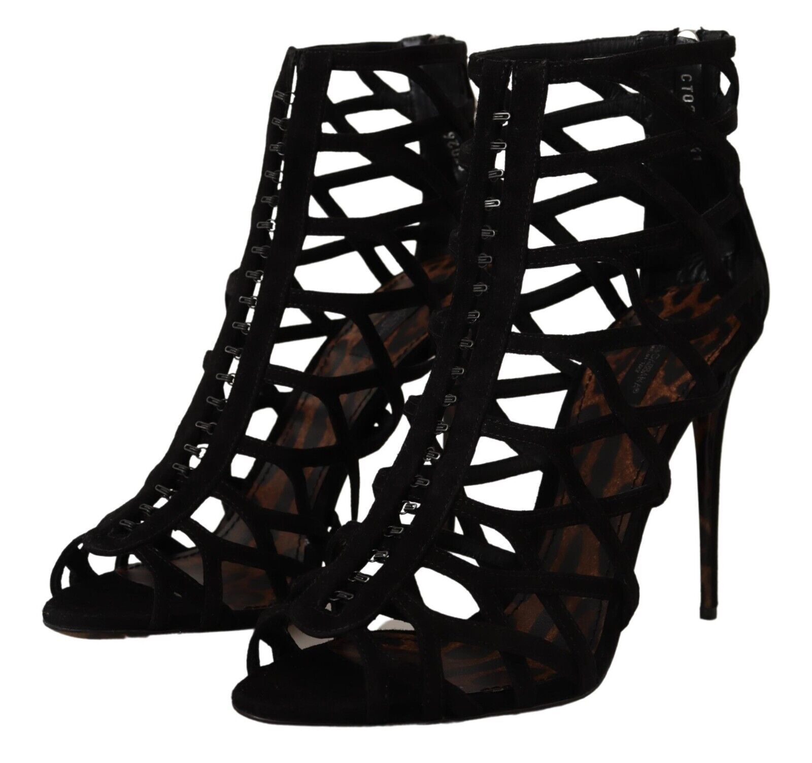 Dolce & Gabbana Black Suede Stiletto Heels Bette Sandals Shoes - Image 3