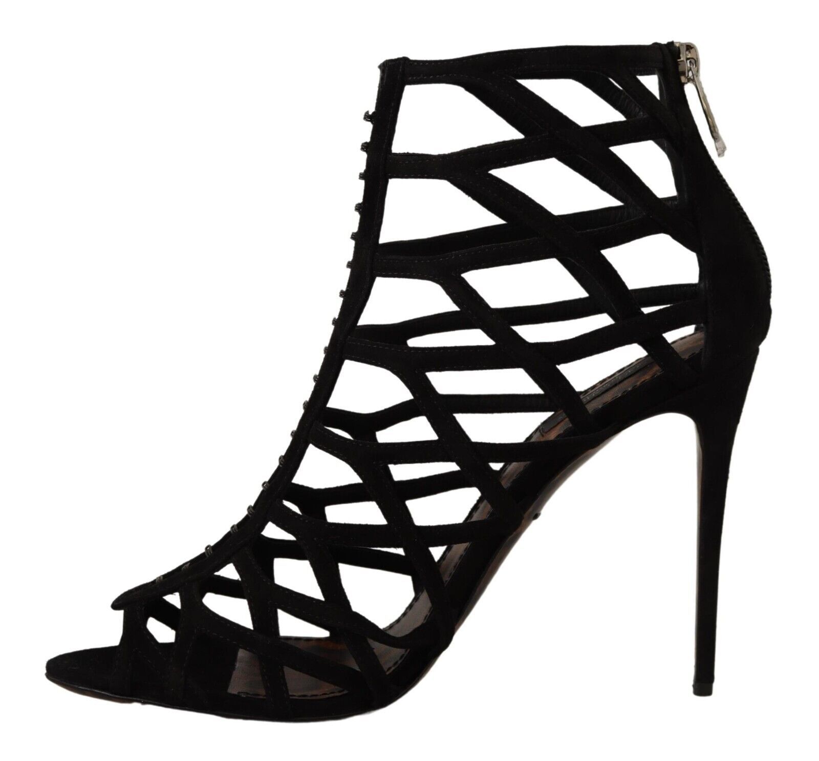 Dolce & Gabbana Black Suede Stiletto Heels Bette Sandals Shoes - Image 5
