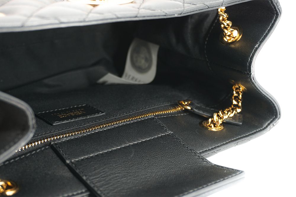 Versace Black Quilted Nappa Leather Medusa Tote Handbag - Image 6