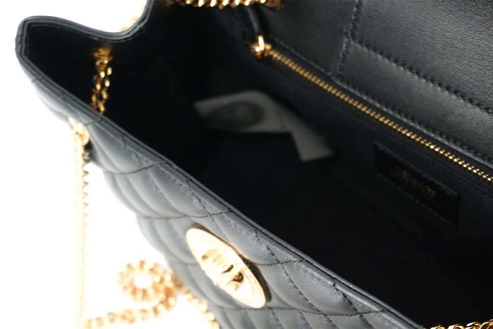 Versace Black Quilted Nappa Leather Medusa Tote Handbag - Image 7