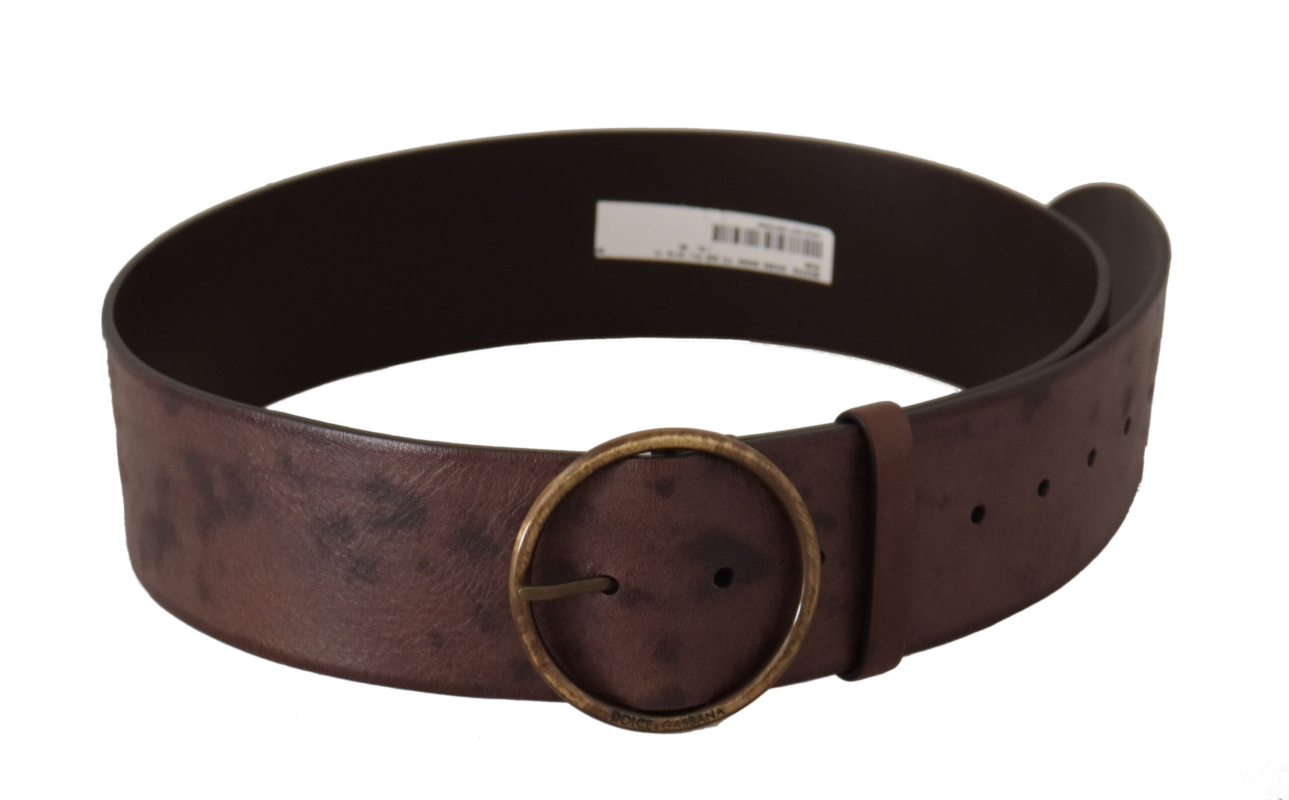 Dolce & Gabbana Dark Brown Wide Calf Leather Logo Round Buckle Belt - Image 3