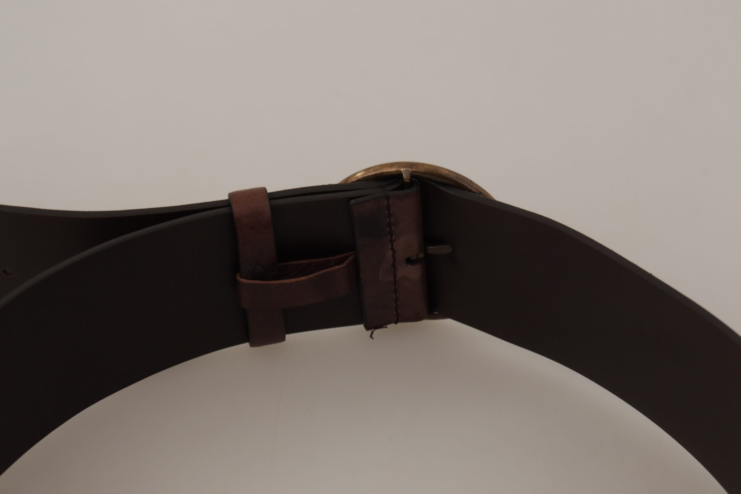 Dolce & Gabbana Dark Brown Wide Calf Leather Logo Round Buckle Belt - Image 5