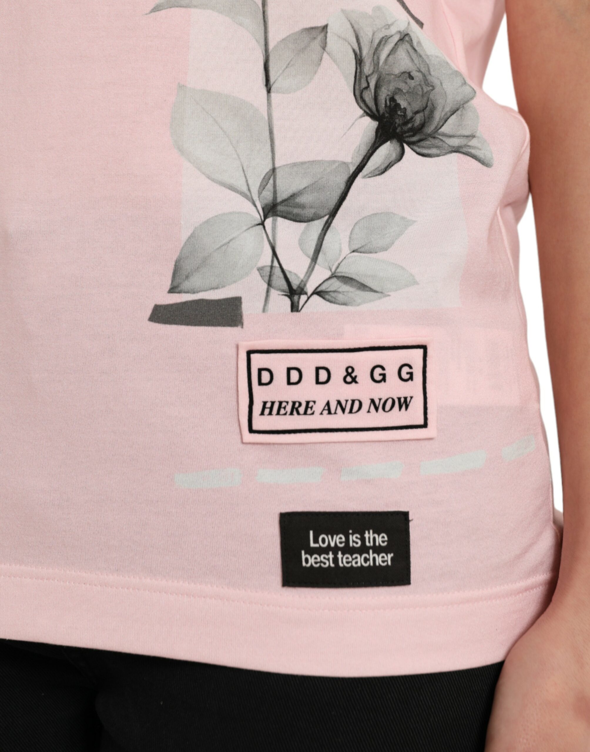 Dolce & Gabbana Pink Floral Print Cotton Short Sleeves T-shirt - Image 5
