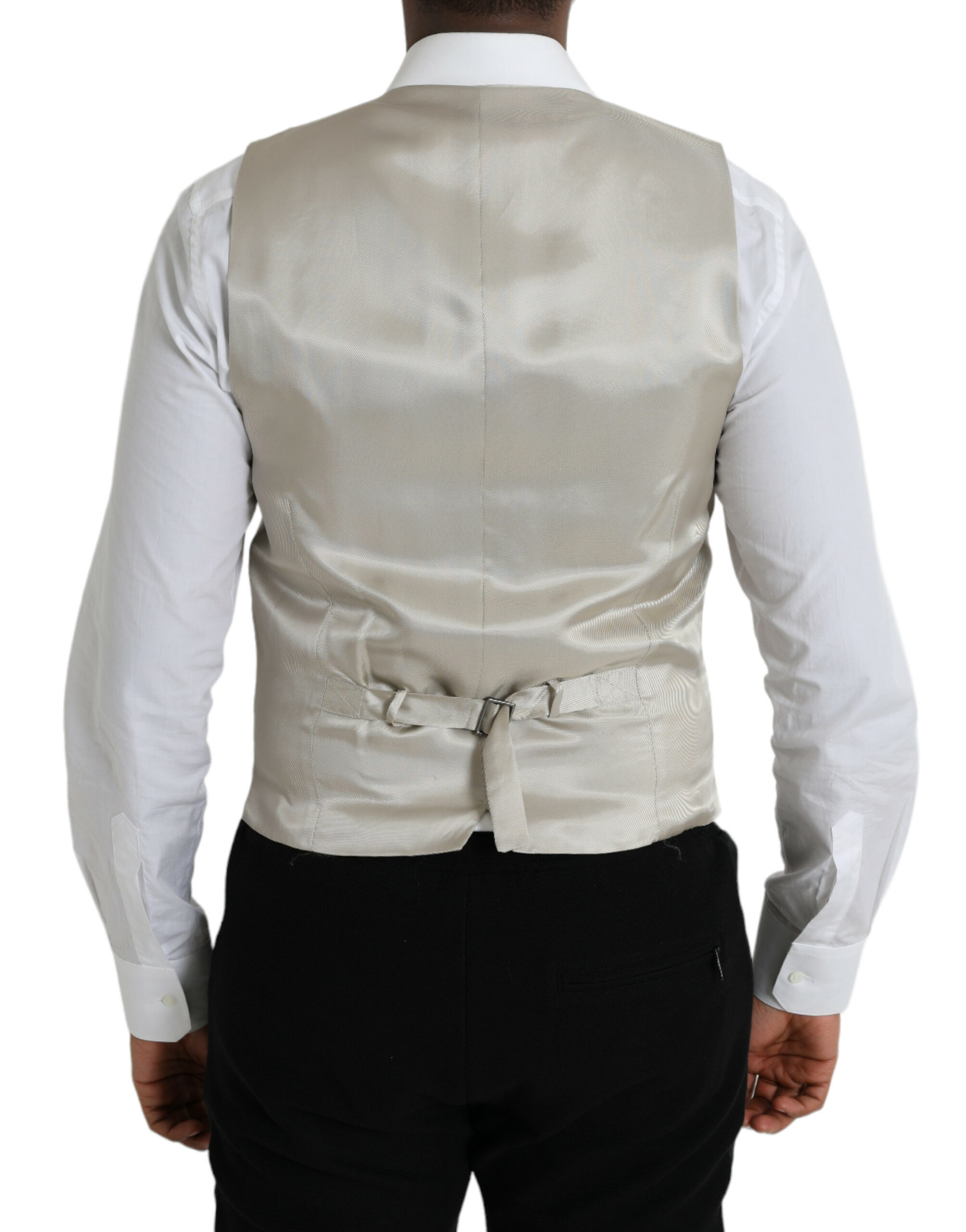 Dolce & Gabbana Light Gray Wool Formal Dress Waistcoat Vest - Image 3