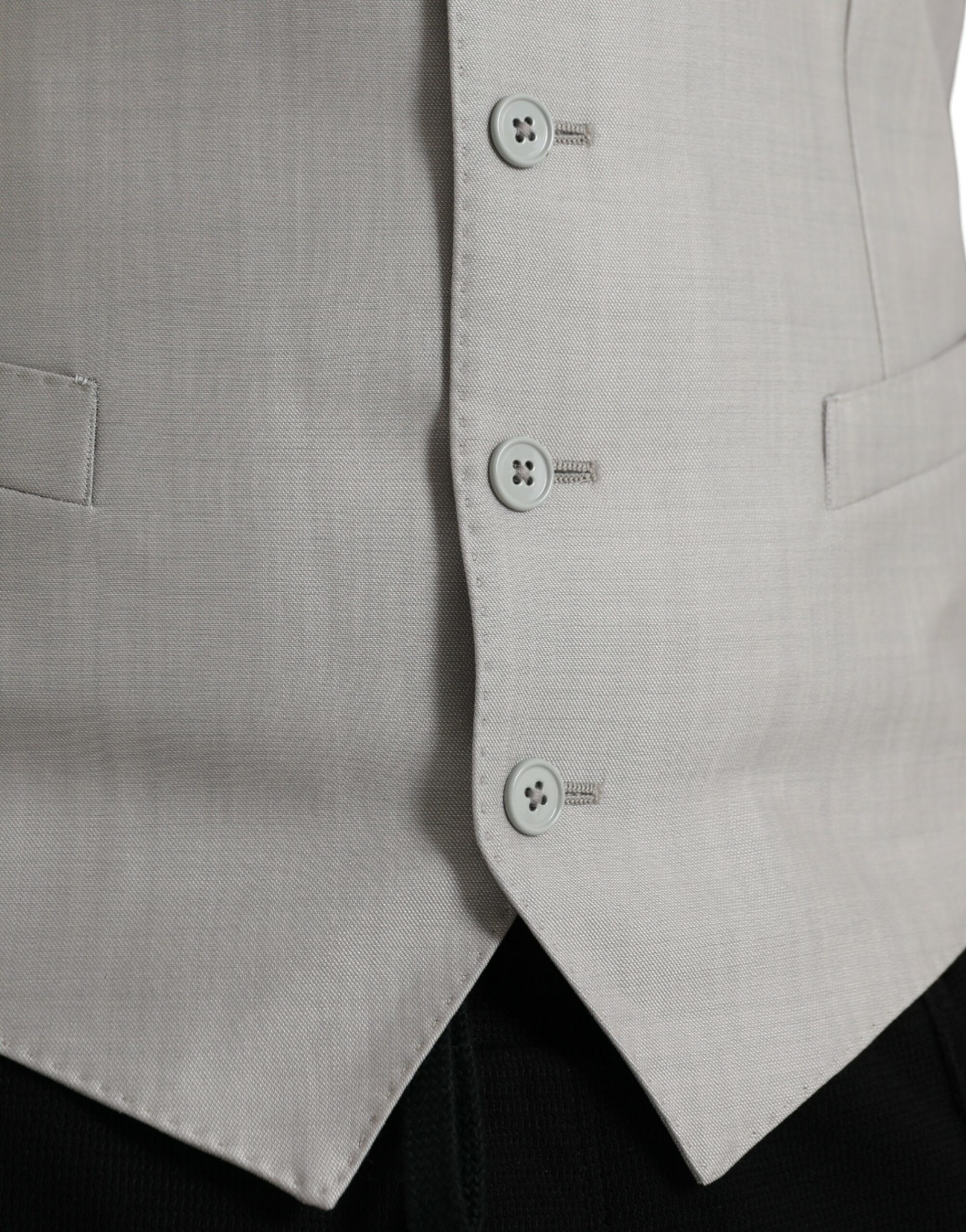 Dolce & Gabbana Light Gray Wool Formal Dress Waistcoat Vest - Image 5