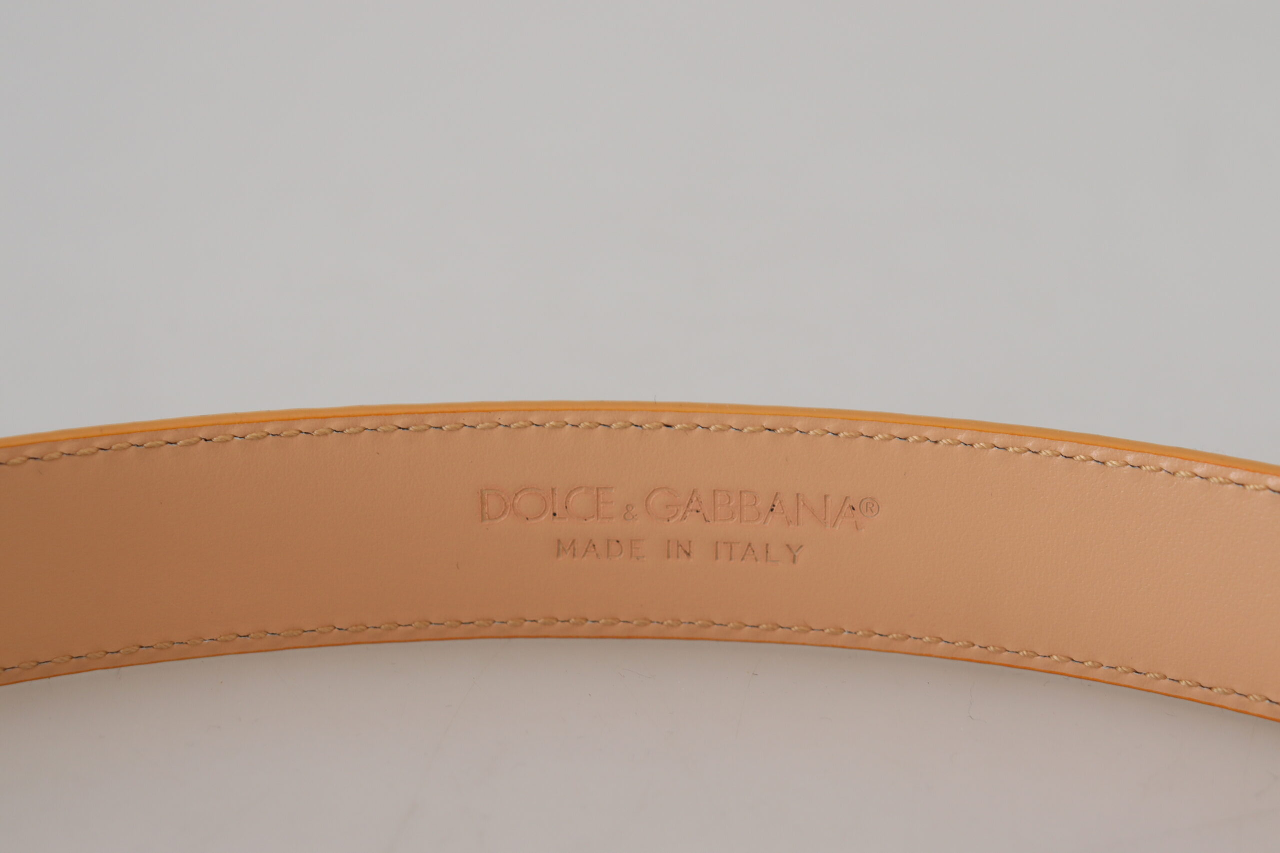 Dolce & Gabbana Beige Exotic Leather Gold Metal Buckle Belt - Image 5