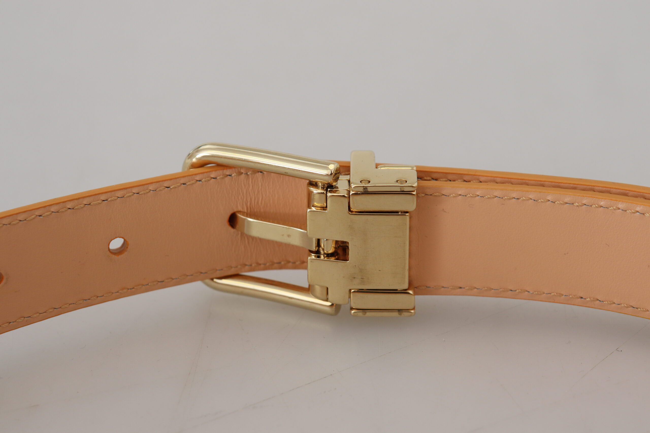 Dolce & Gabbana Beige Exotic Leather Gold Metal Buckle Belt - Image 6