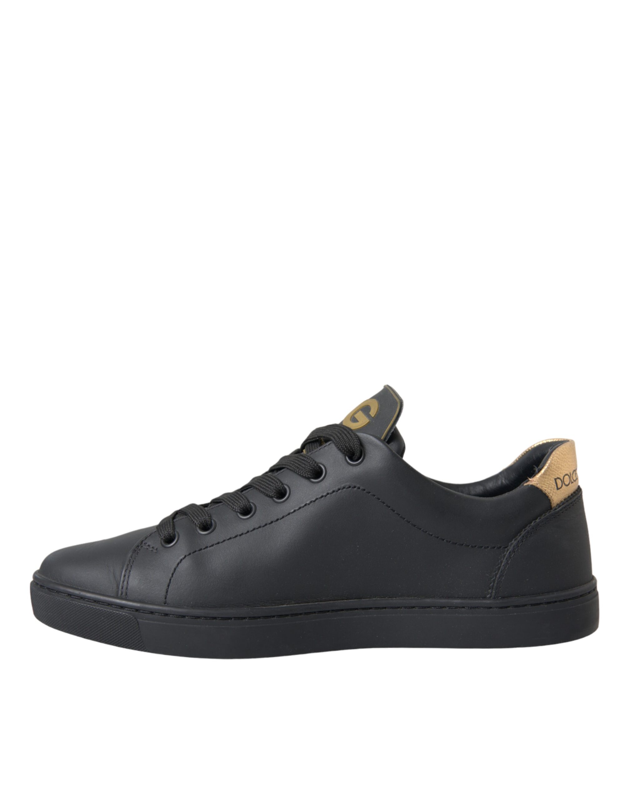 Dolce & Gabbana Black Leather Heart Embellished Sneakers Shoes - Image 5