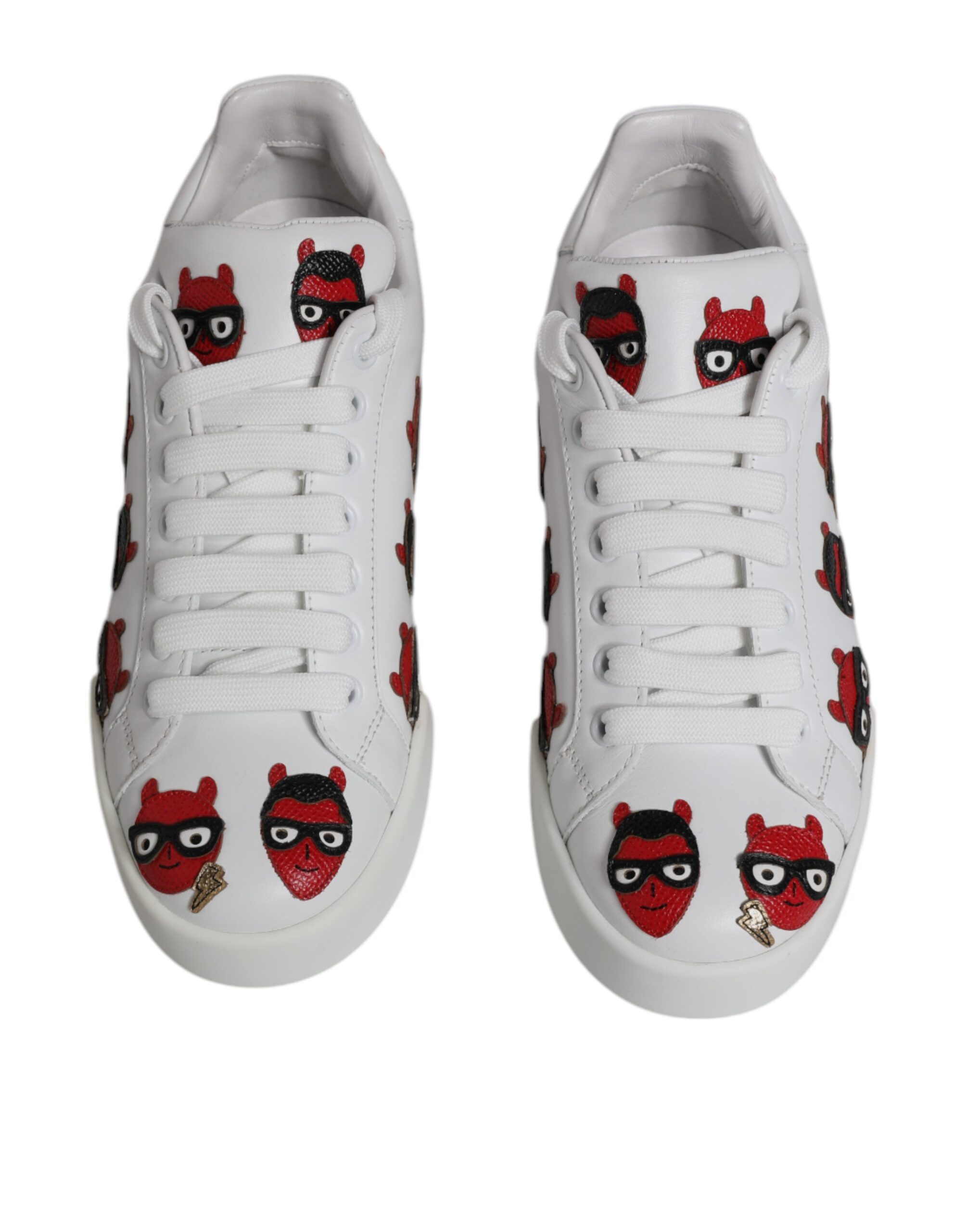 Dolce & Gabbana White Devil Face Portofino Sneakers Shoes - Image 3