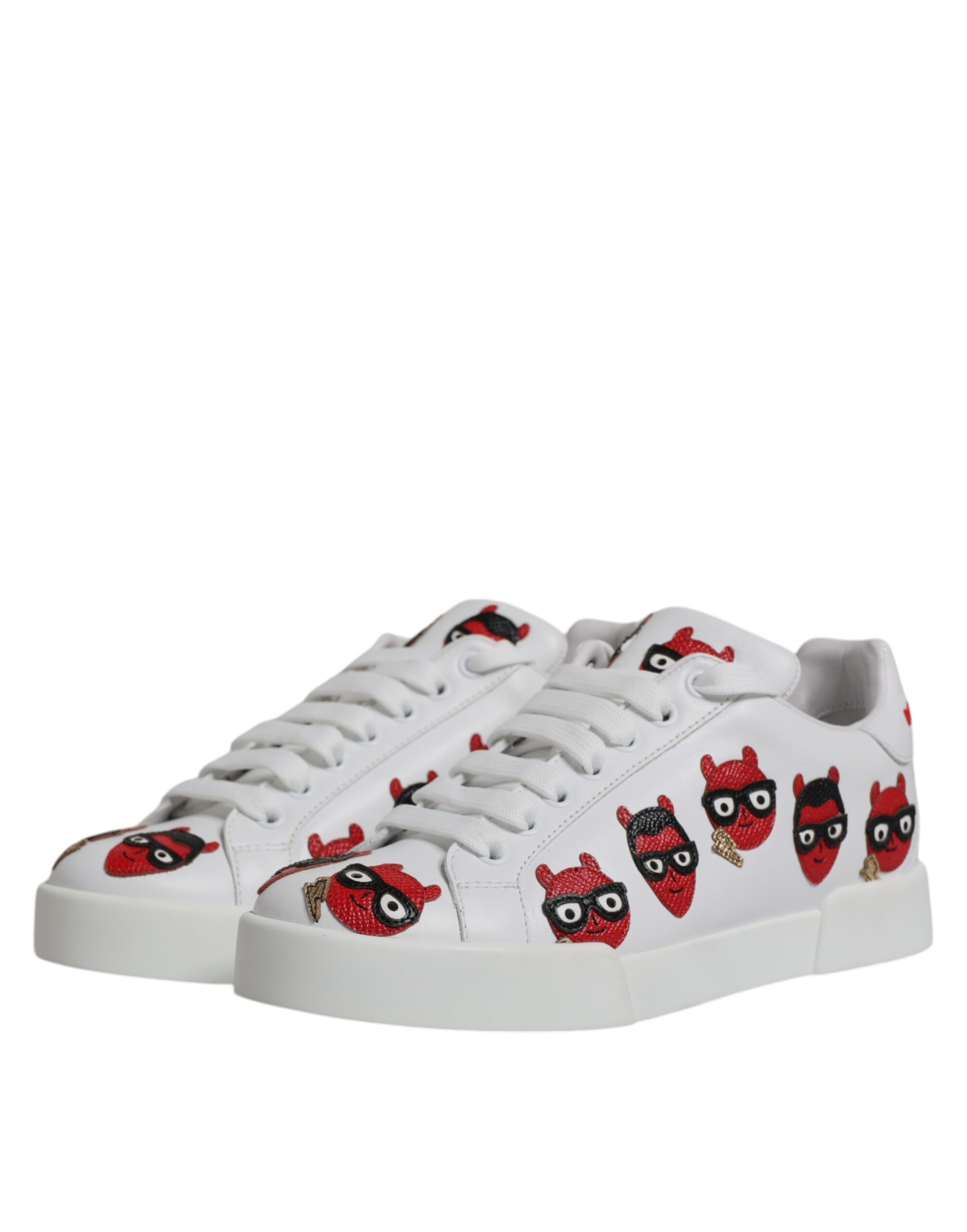 Dolce & Gabbana White Devil Face Portofino Sneakers Shoes - Image 4