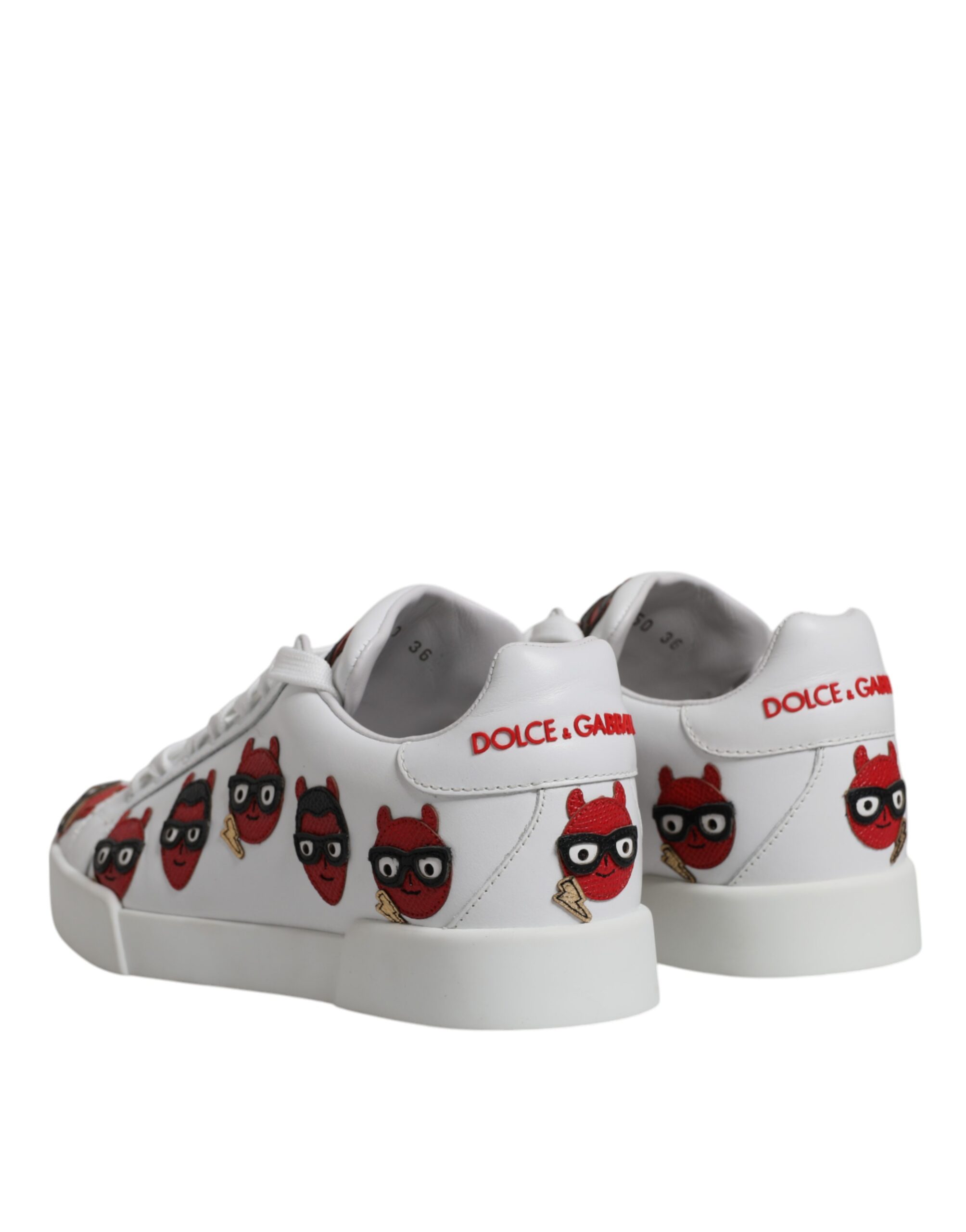 Dolce & Gabbana White Devil Face Portofino Sneakers Shoes - Image 5
