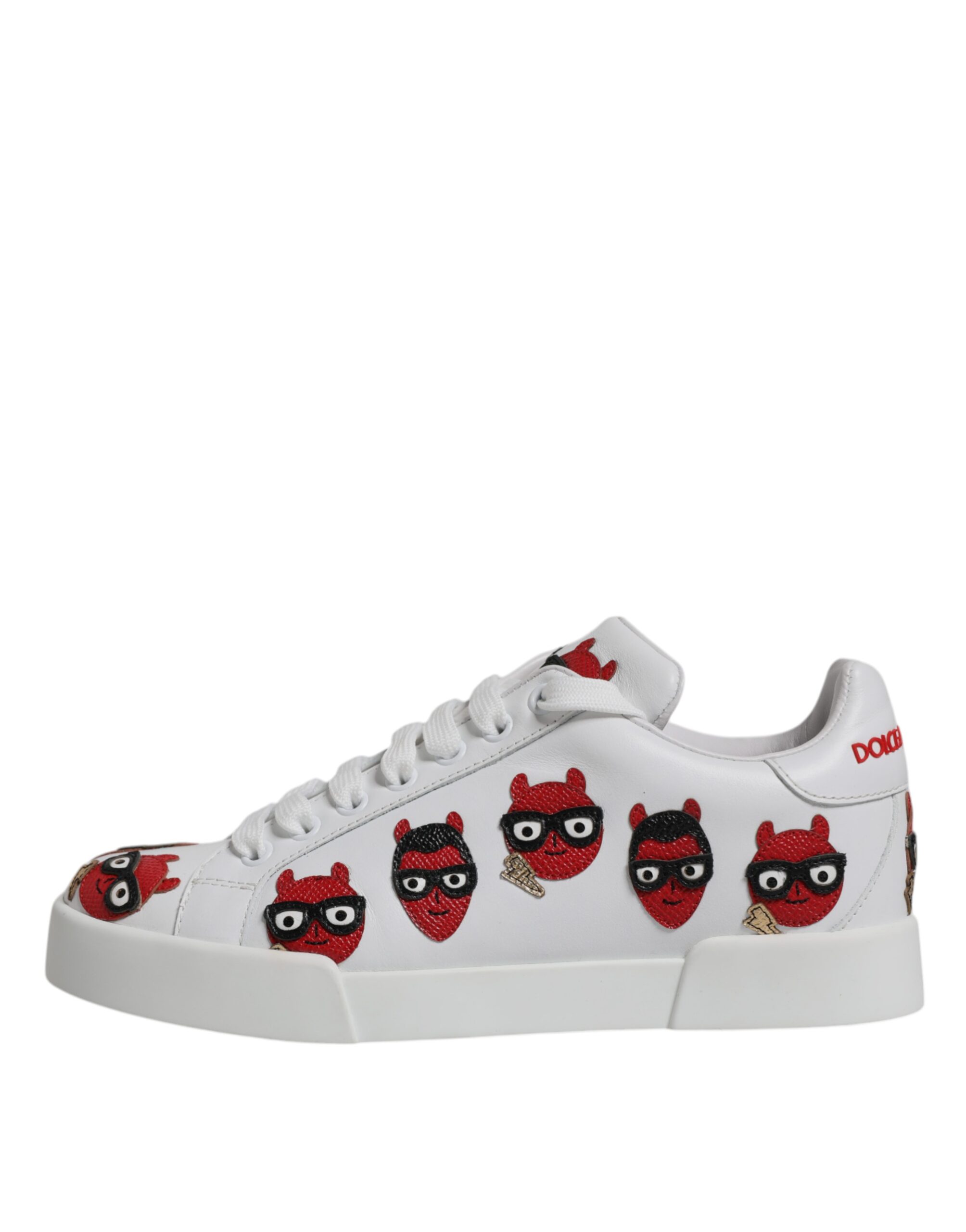 Dolce & Gabbana White Devil Face Portofino Sneakers Shoes - Image 6