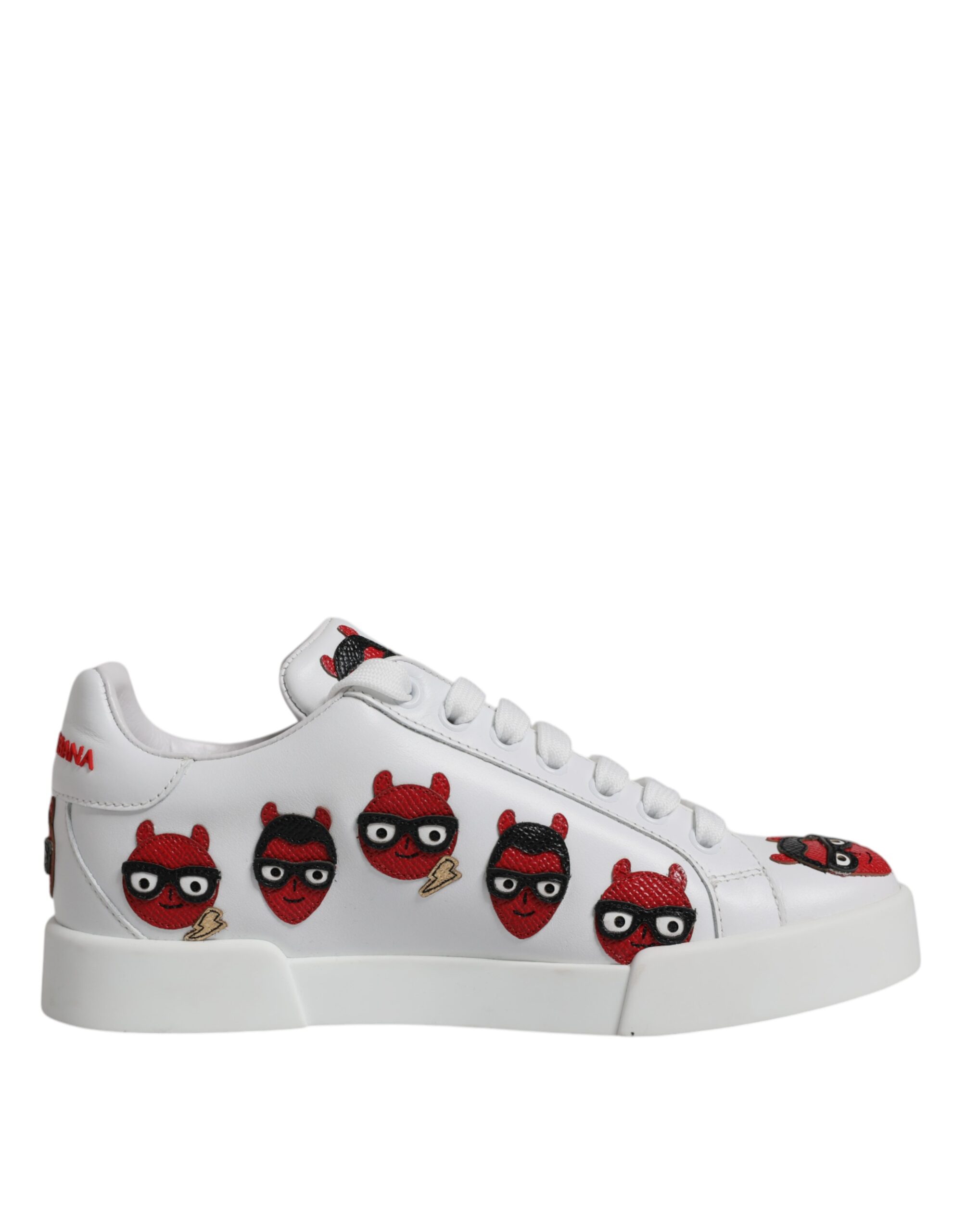 Dolce & Gabbana White Devil Face Portofino Sneakers Shoes - Image 7