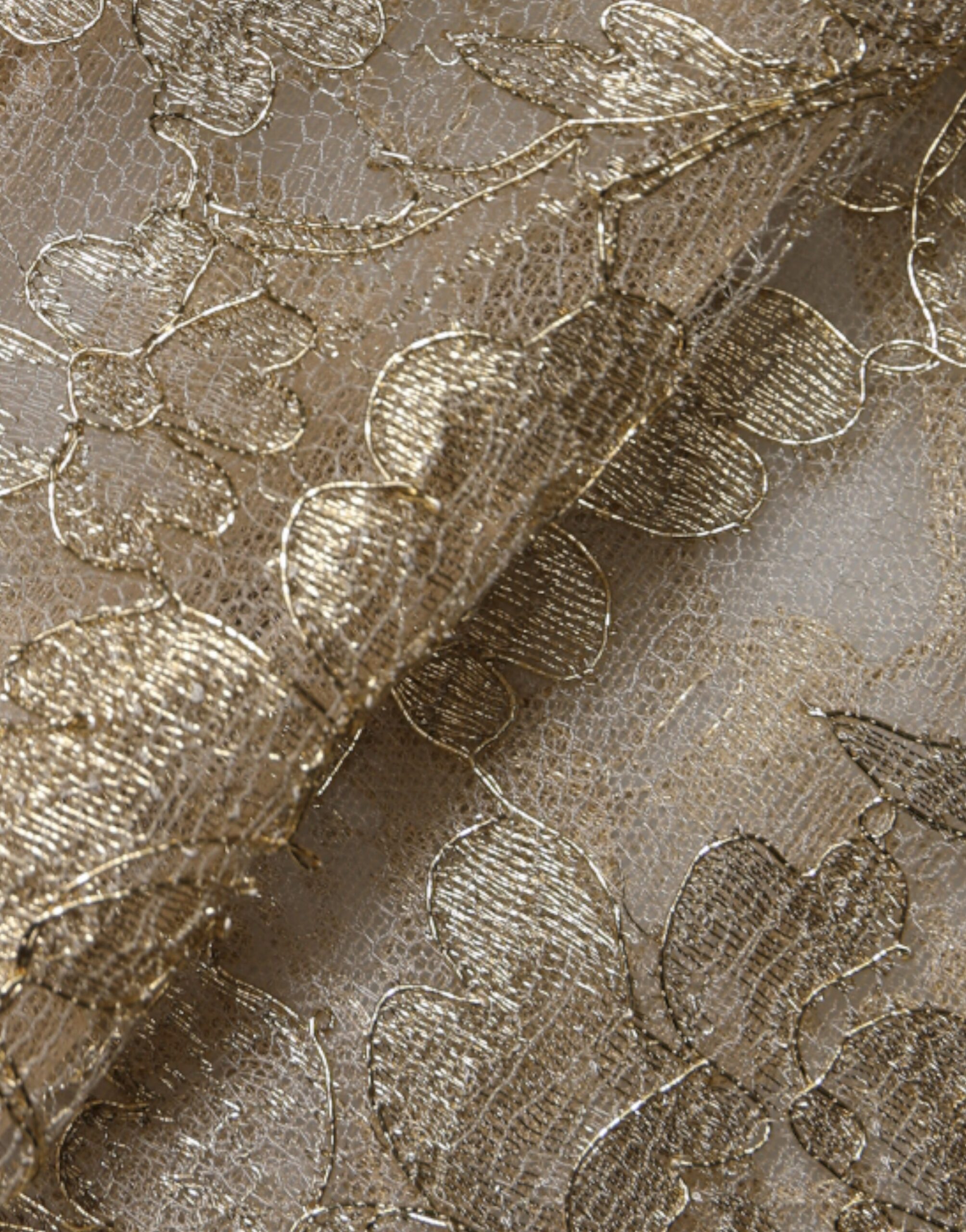 Dolce & Gabbana Gold Floral Lace A-line Sheath Mini Dress - Image 6