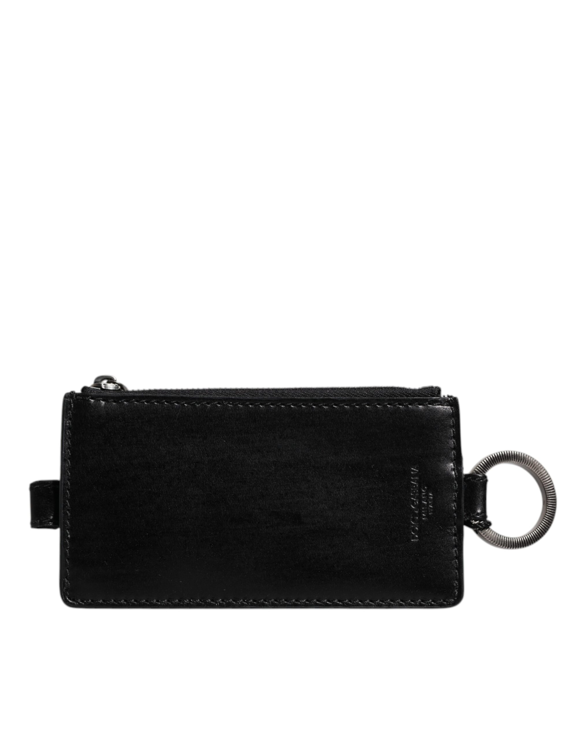 Dolce & Gabbana Black Horse Leather Lanyard Logo Card Holder Wallet - Image 2