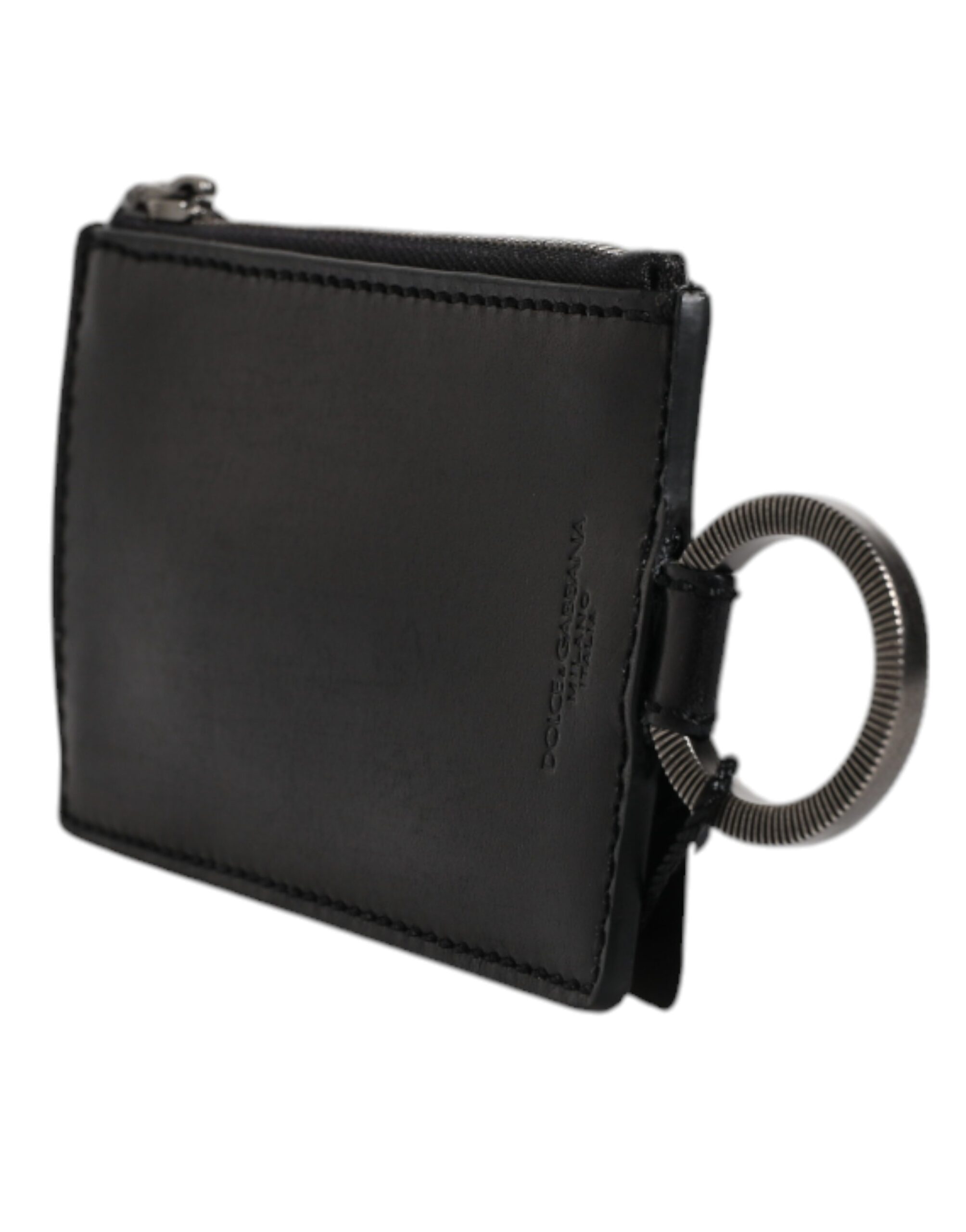 Dolce & Gabbana Black Horse Leather Lanyard Logo Card Holder Wallet - Image 3