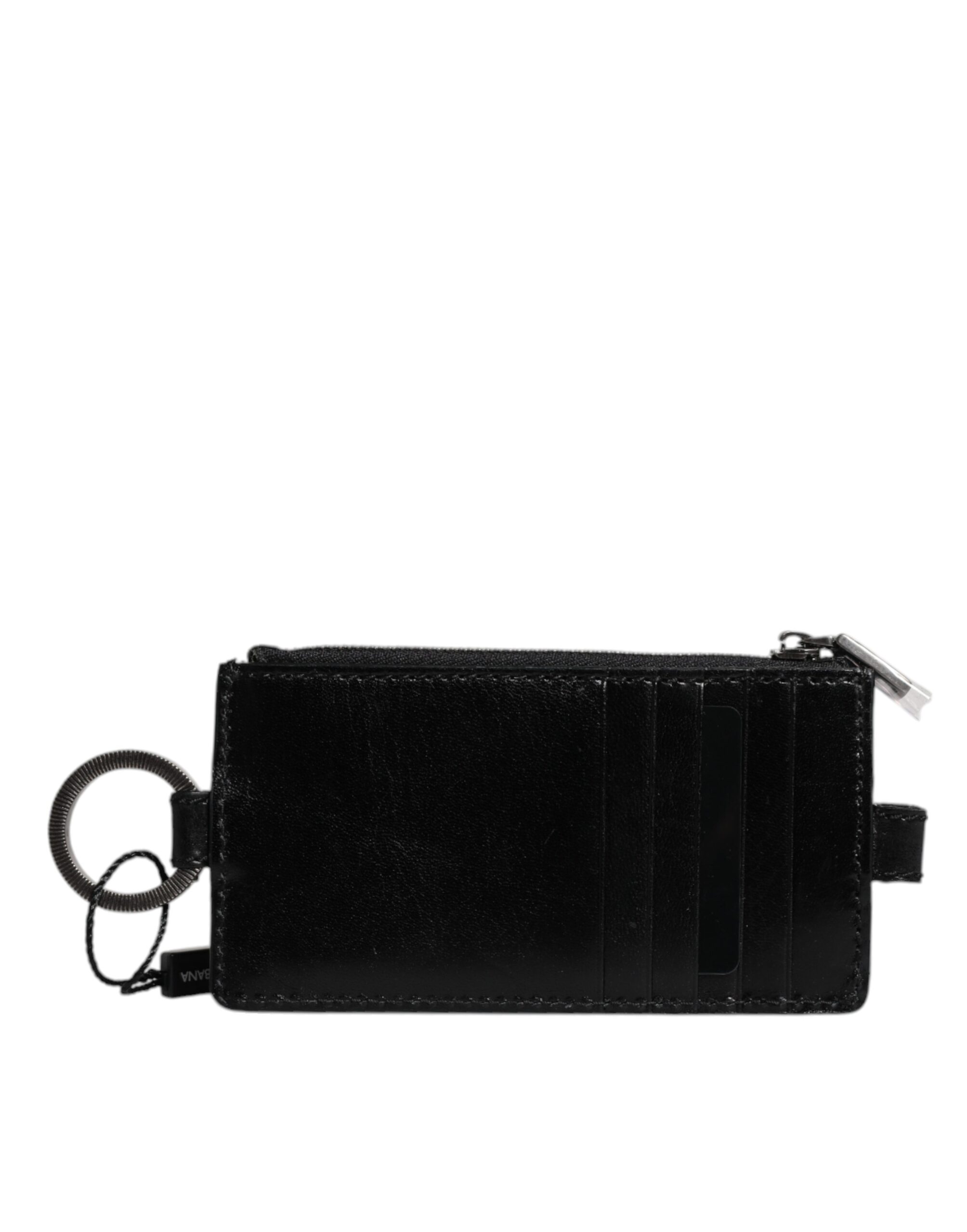Dolce & Gabbana Black Horse Leather Lanyard Logo Card Holder Wallet - Image 4