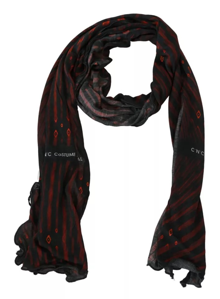 Costume National Black Red Viscose Foulard Branded Scarf - Image 5