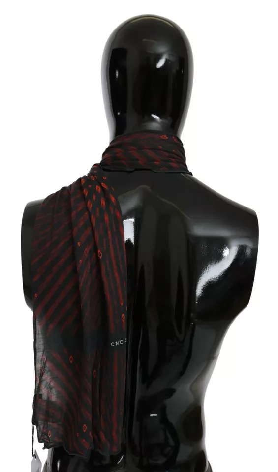 Costume National Black Red Viscose Foulard Branded Scarf - Image 4