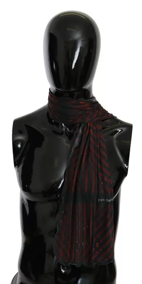 Costume National Black Red Viscose Foulard Branded Scarf - Image 3