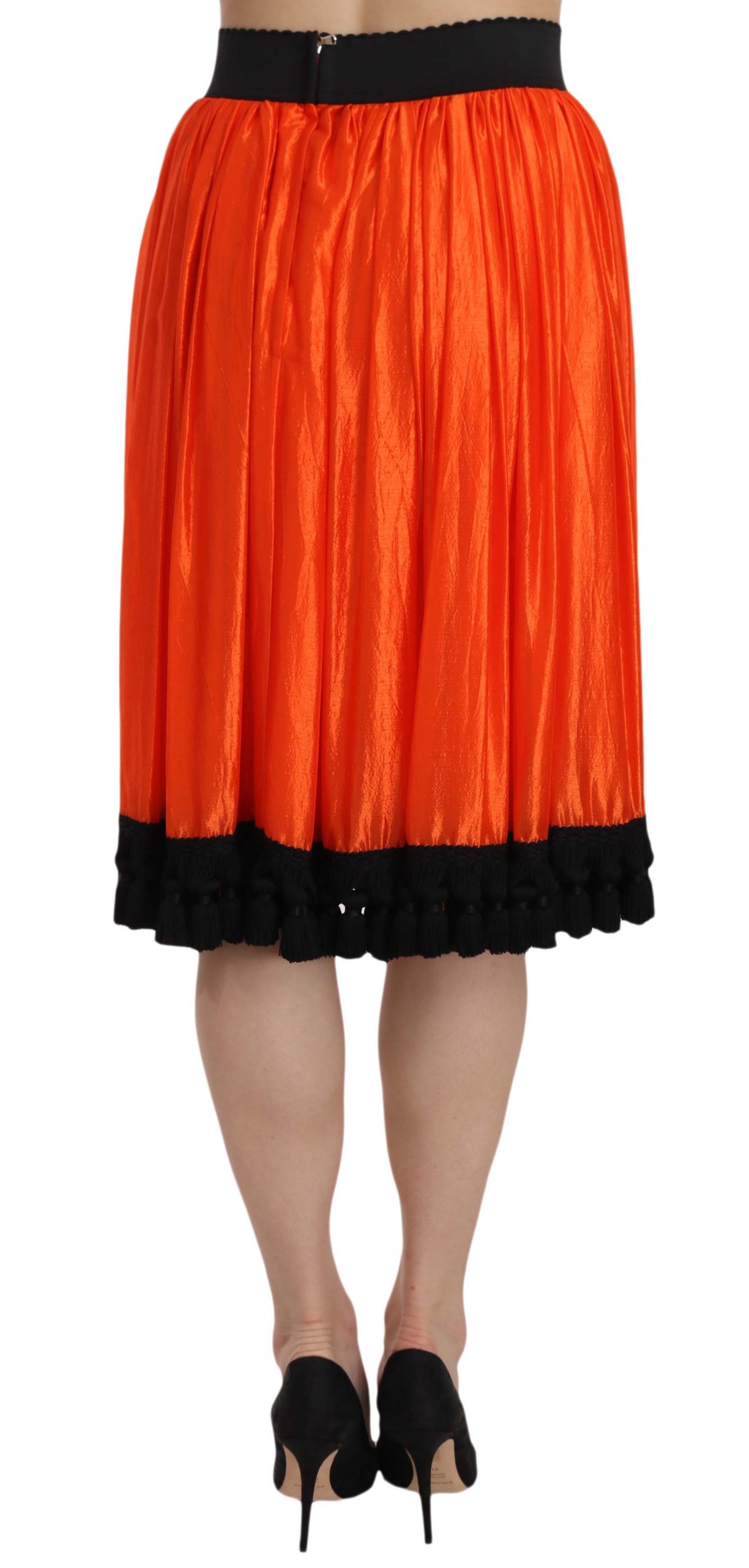 Dolce & Gabbana Orange High Waist Knee Length Skirt - Image 2