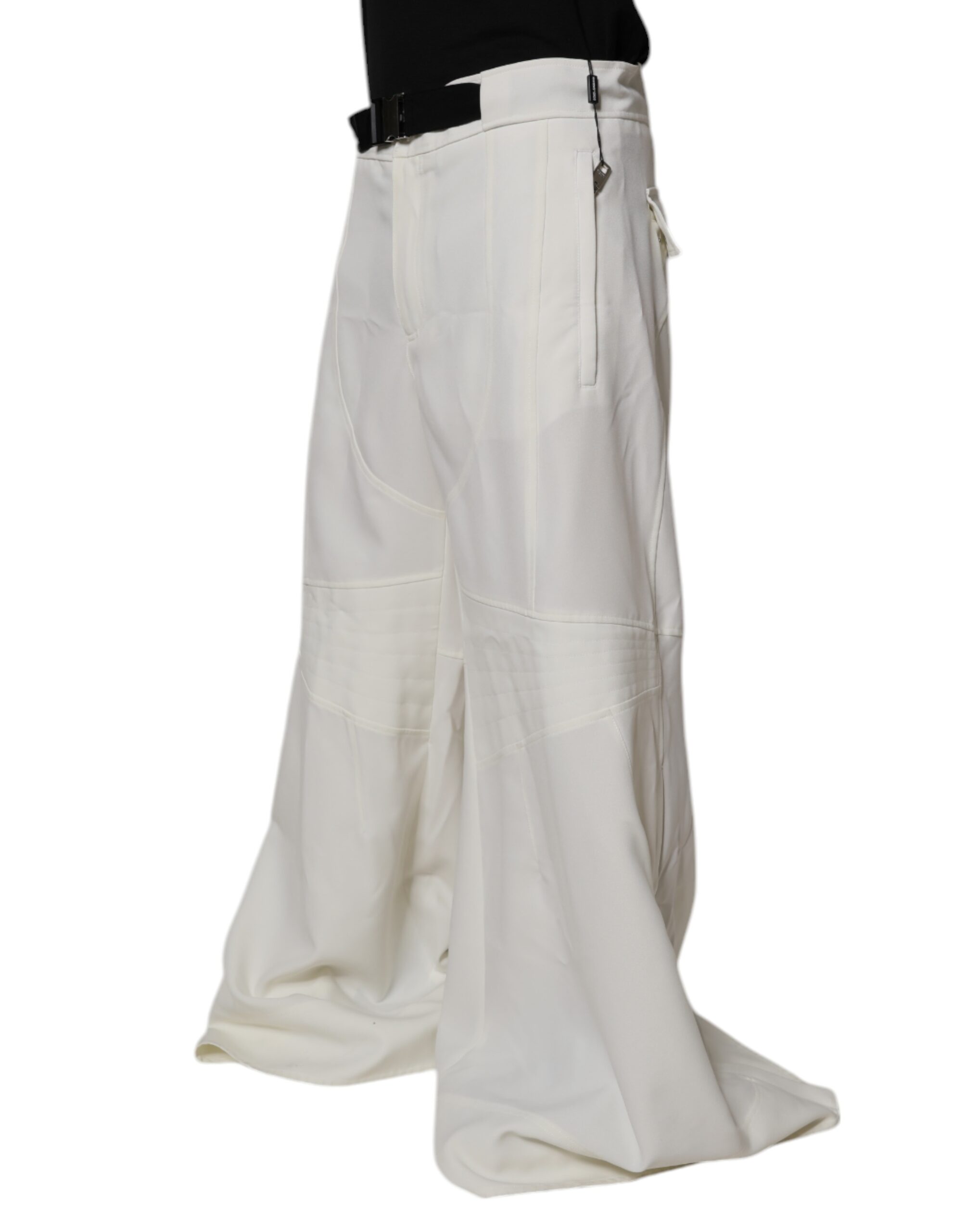Dolce & Gabbana White Mid Waist Wide Leg Pants - Image 3