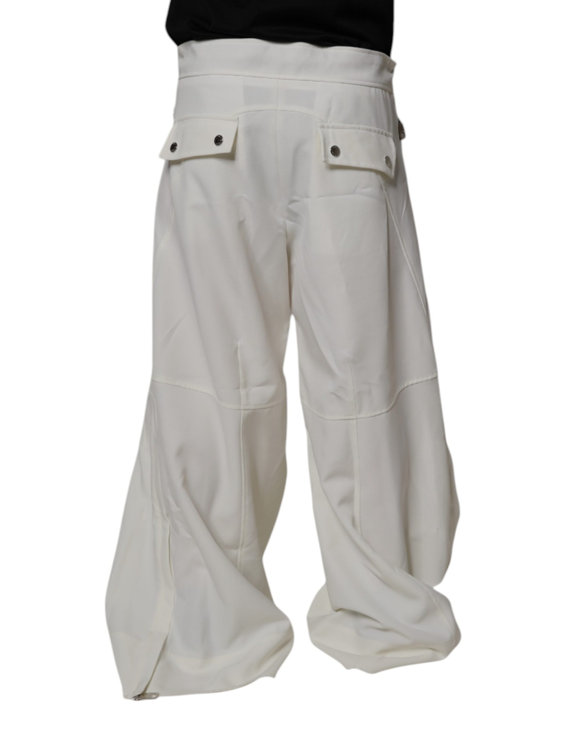 Dolce & Gabbana White Mid Waist Wide Leg Pants - Image 4