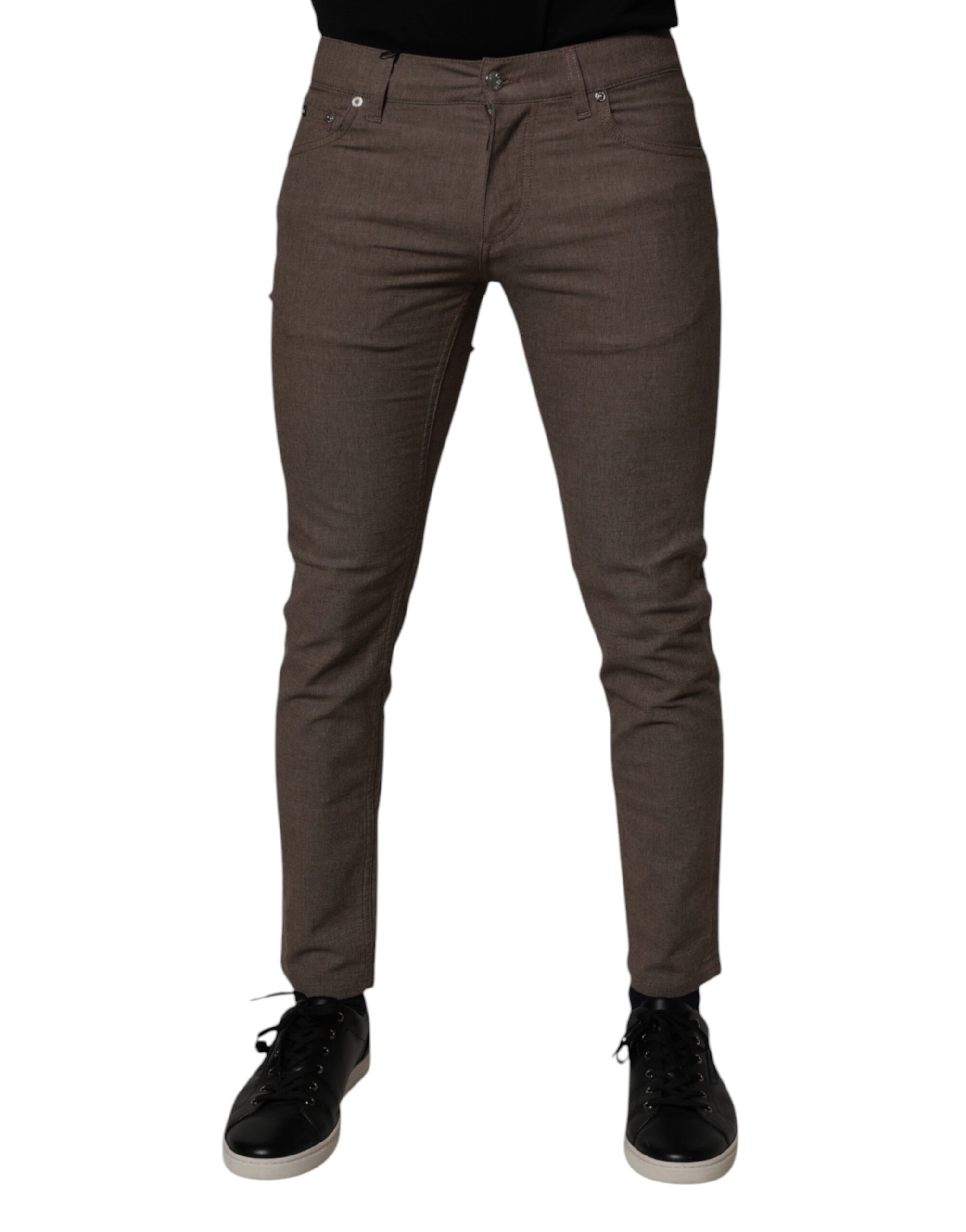 Dolce & Gabbana Brown Cotton Stretch Chino Pants - Image 2