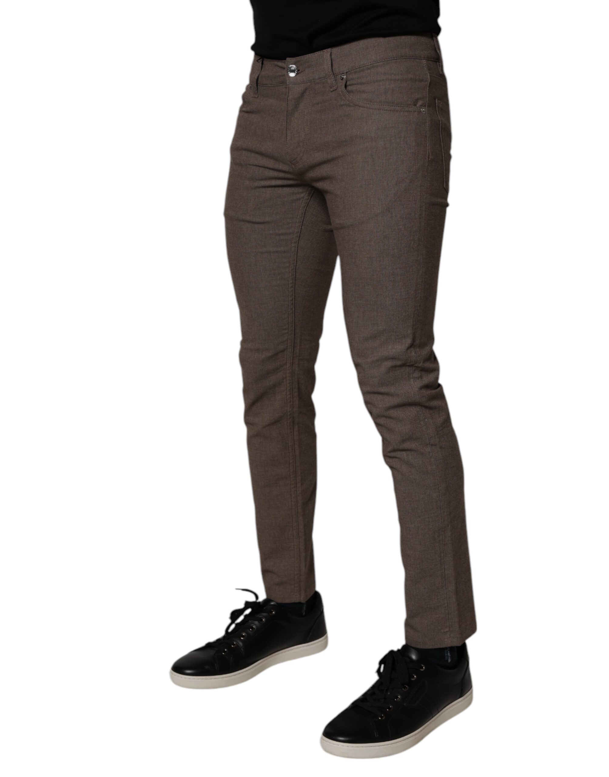 Dolce & Gabbana Brown Cotton Stretch Chino Pants - Image 3