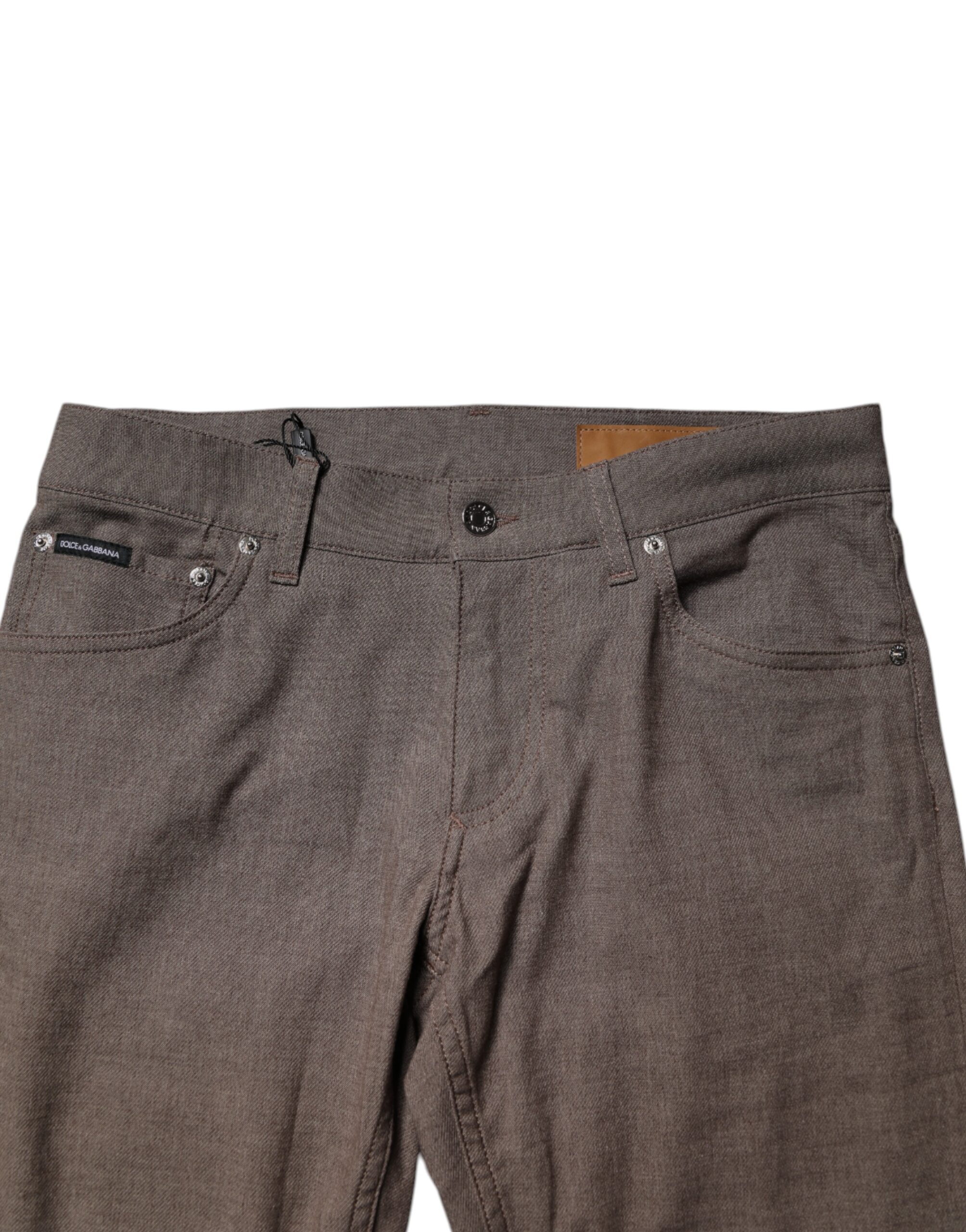 Dolce & Gabbana Brown Cotton Stretch Chino Pants - Image 5