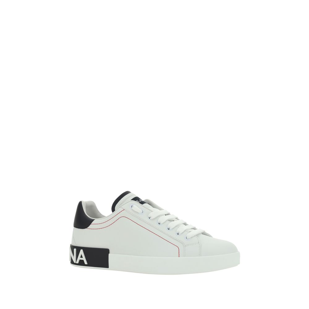 Dolce & Gabbana White Calf Leather Bos Taurus Low Top Sneakers - Image 2