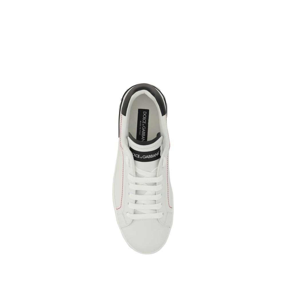 Dolce & Gabbana White Calf Leather Bos Taurus Low Top Sneakers - Image 4