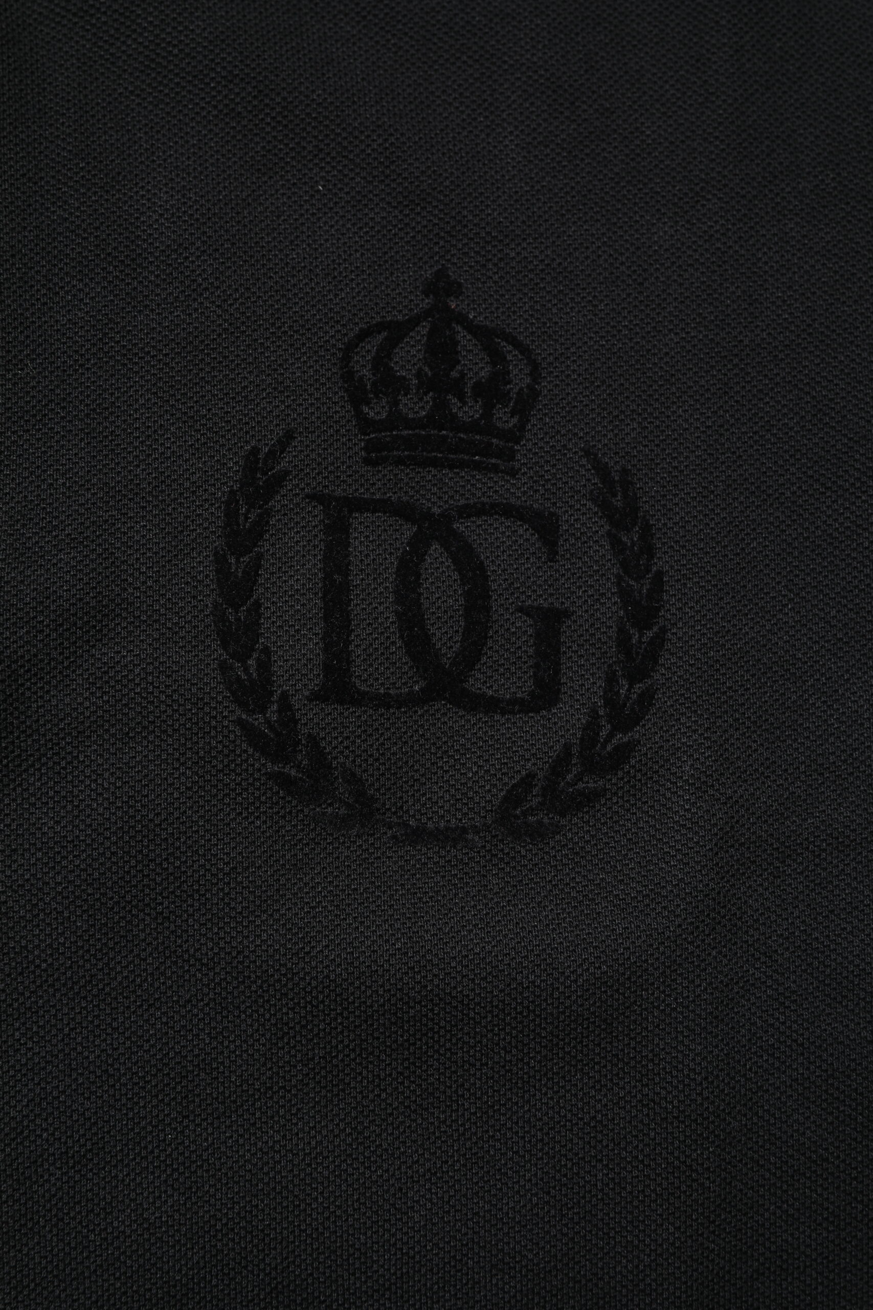 Dolce & Gabbana Black Cotton DG Logo Collared Polo T-shirt - Image 6